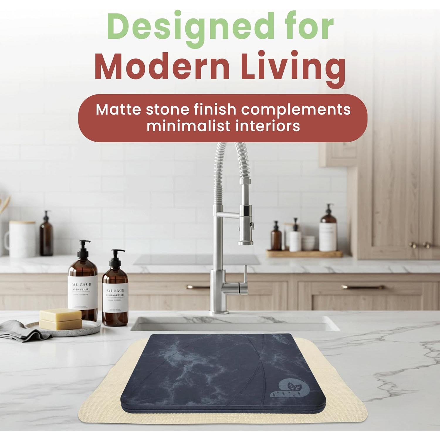 Alfombrilla de Secado Diatomácea SixCol 60x40 cm Negra