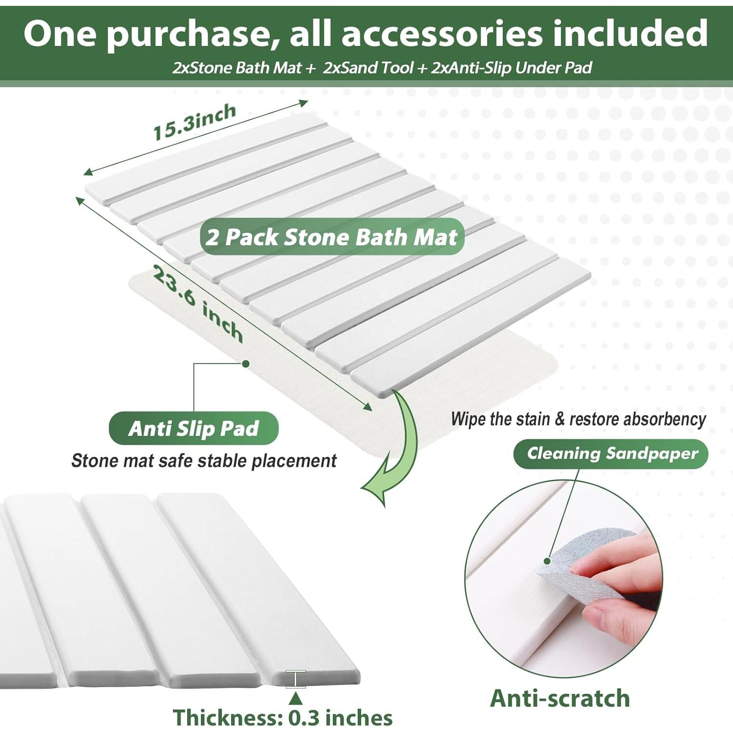 Alfombrilla de Baño de Piedra Plegable Aertiavty 38x58 cm 2 Pzas