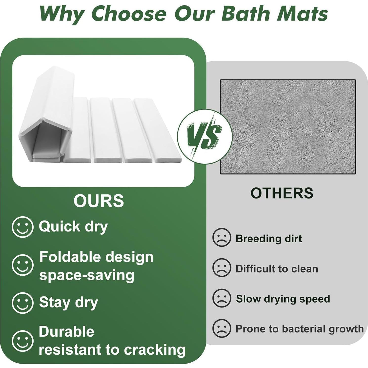 Alfombrilla de Baño de Piedra Plegable Aertiavty 38x58 cm 2 Pzas