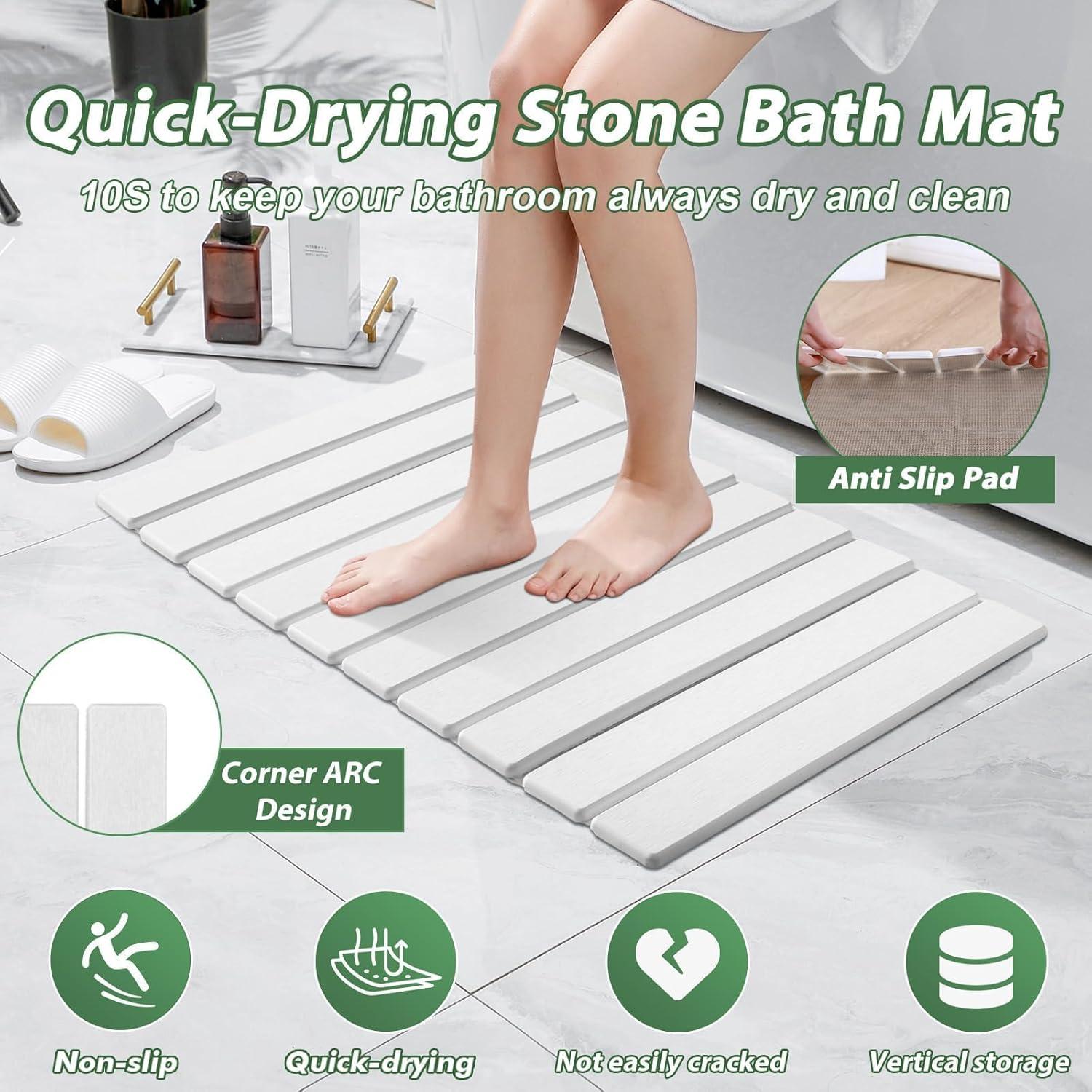 Alfombrilla de Baño de Piedra Plegable Aertiavty 38x58 cm 2 Pzas