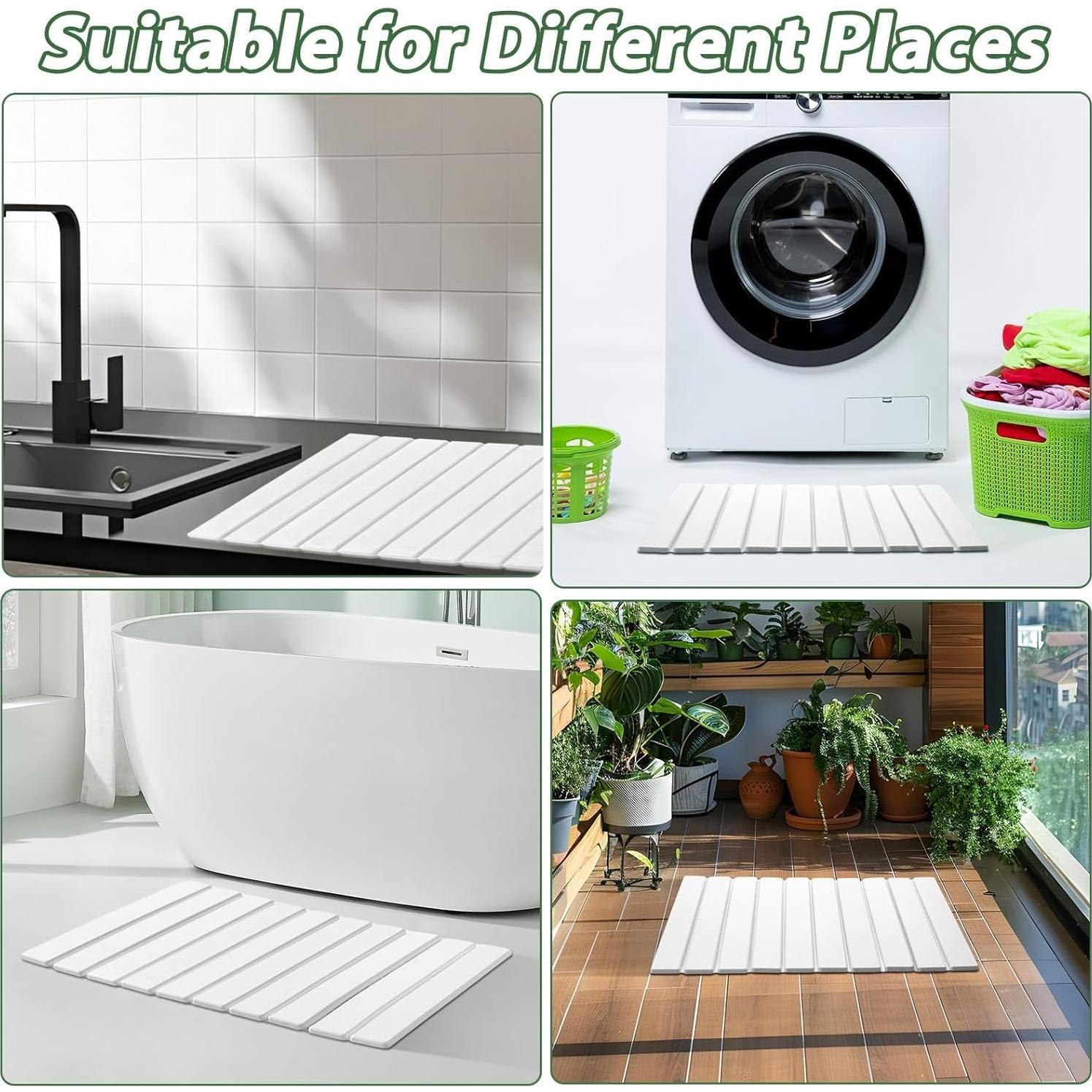 Alfombrilla de Baño de Piedra Plegable Aertiavty 38x58 cm 2 Pzas