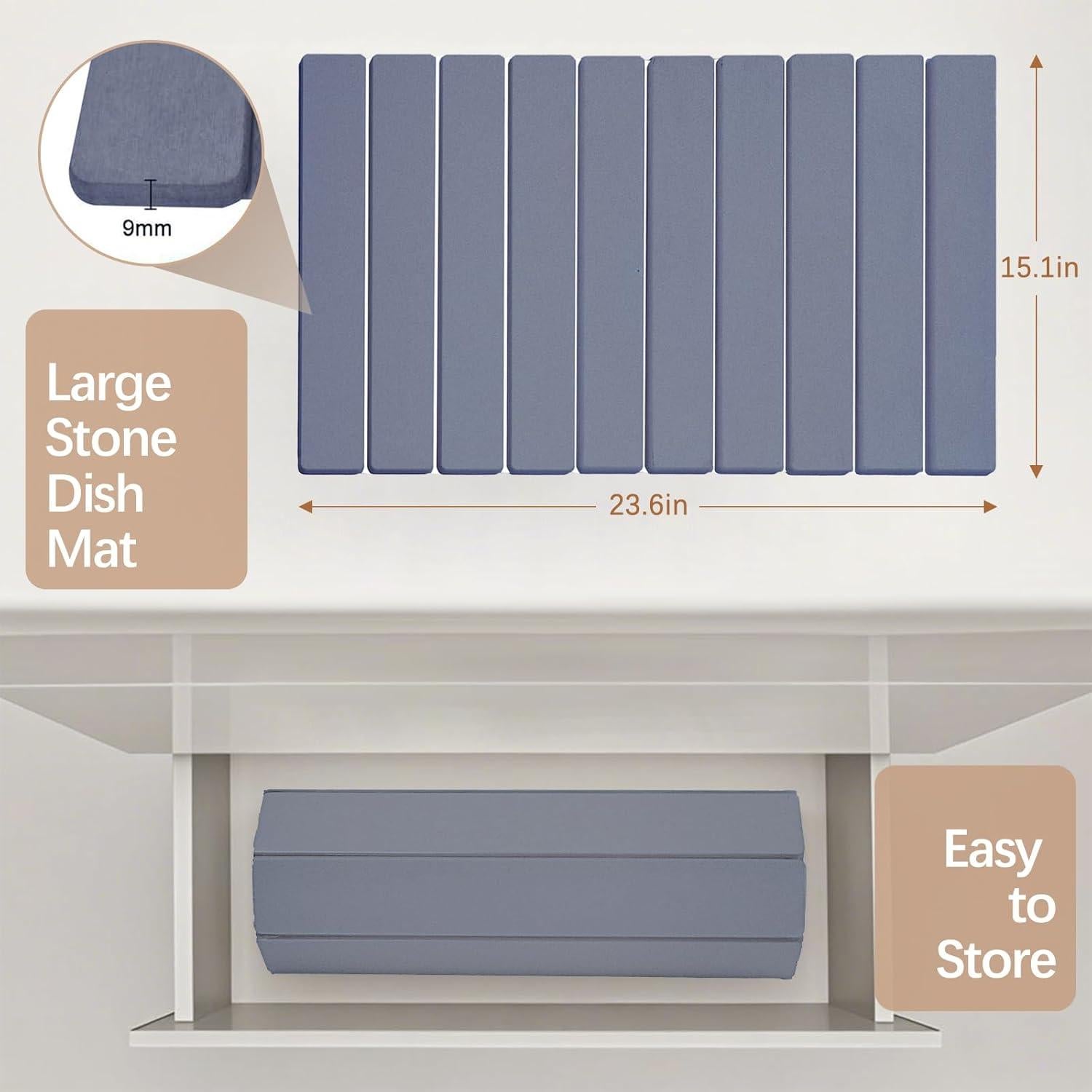 Alfombrilla de Secado de Piedra FYLOVRON 60x39cm Gris Absorbente