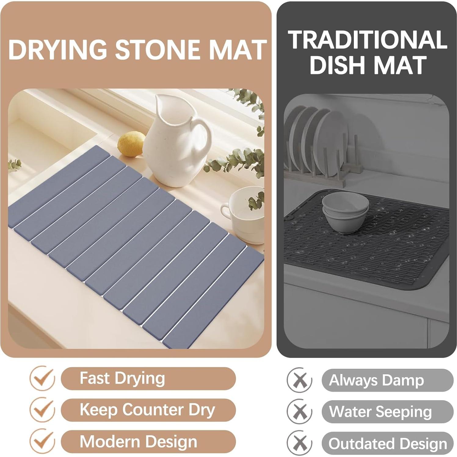 Alfombrilla de Secado de Piedra FYLOVRON 60x39cm Gris Absorbente