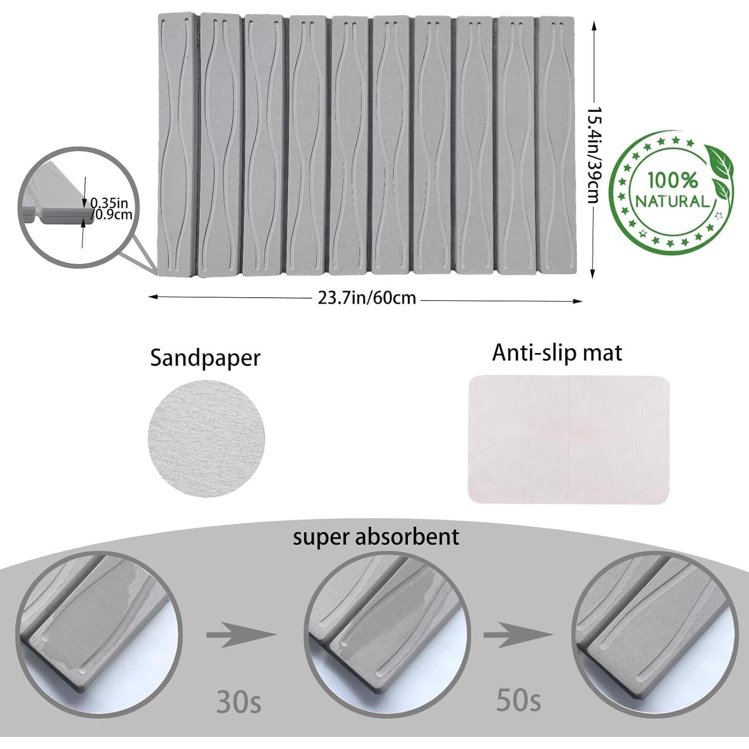 Tapete de Secado de Platos QualsValor 60x39 cm Gris Claro