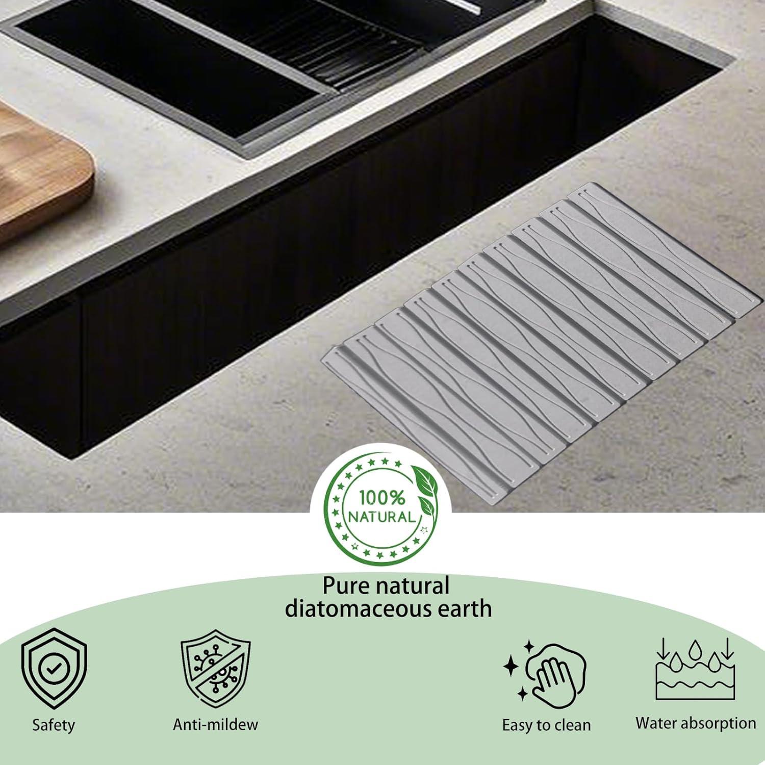 Tapete de Secado de Platos QualsValor 60x39 cm Gris Claro