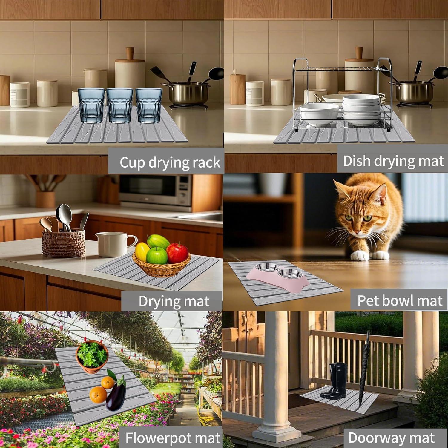 Tapete de Secado de Platos QualsValor 60x39 cm Gris Claro