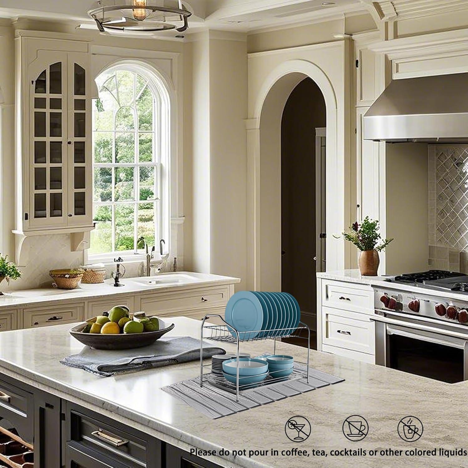 Tapete de Secado de Platos QualsValor 60x39 cm Gris Claro