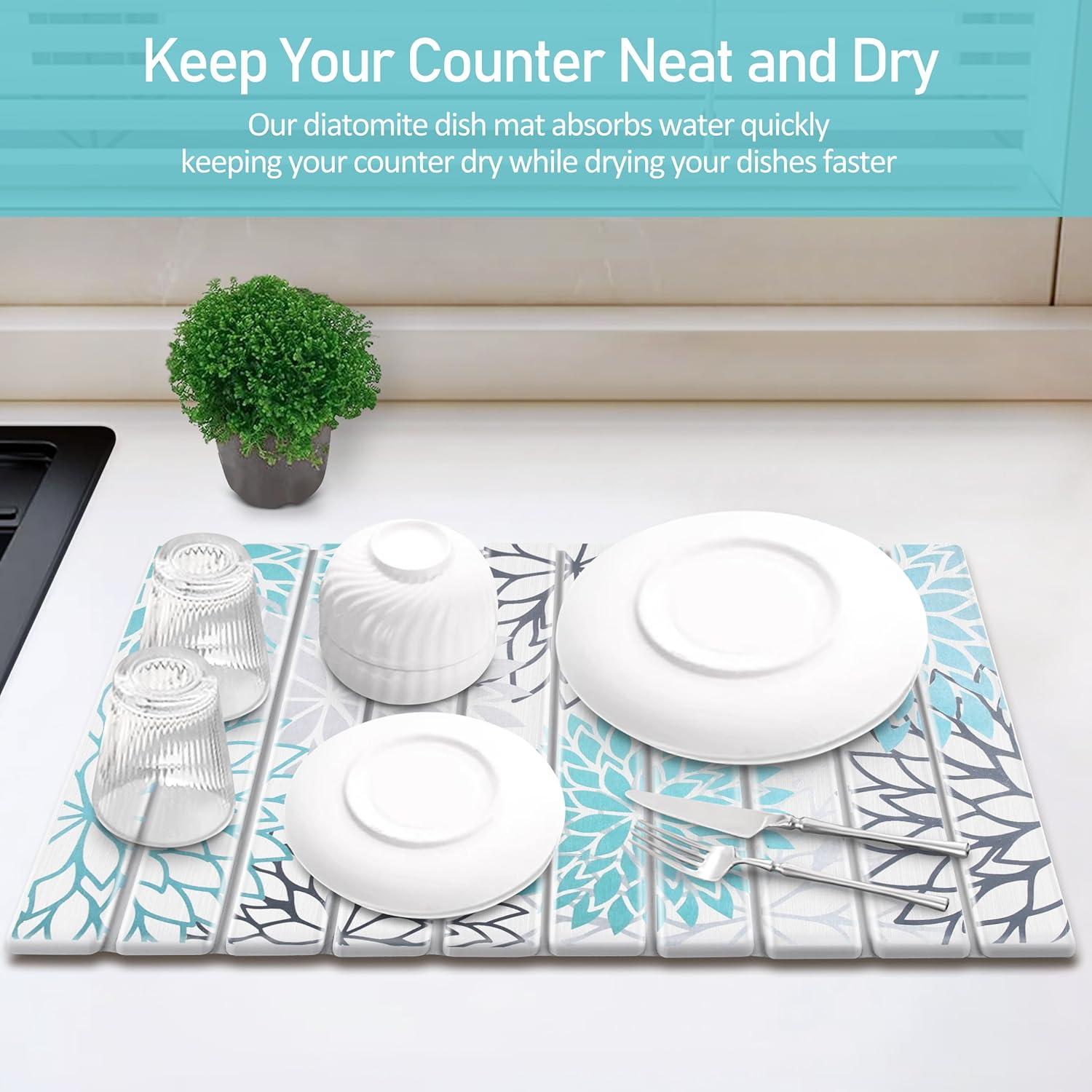 Alfombrilla de Secado de Platos WOODWORD Grande Plegable 61x40.6cm