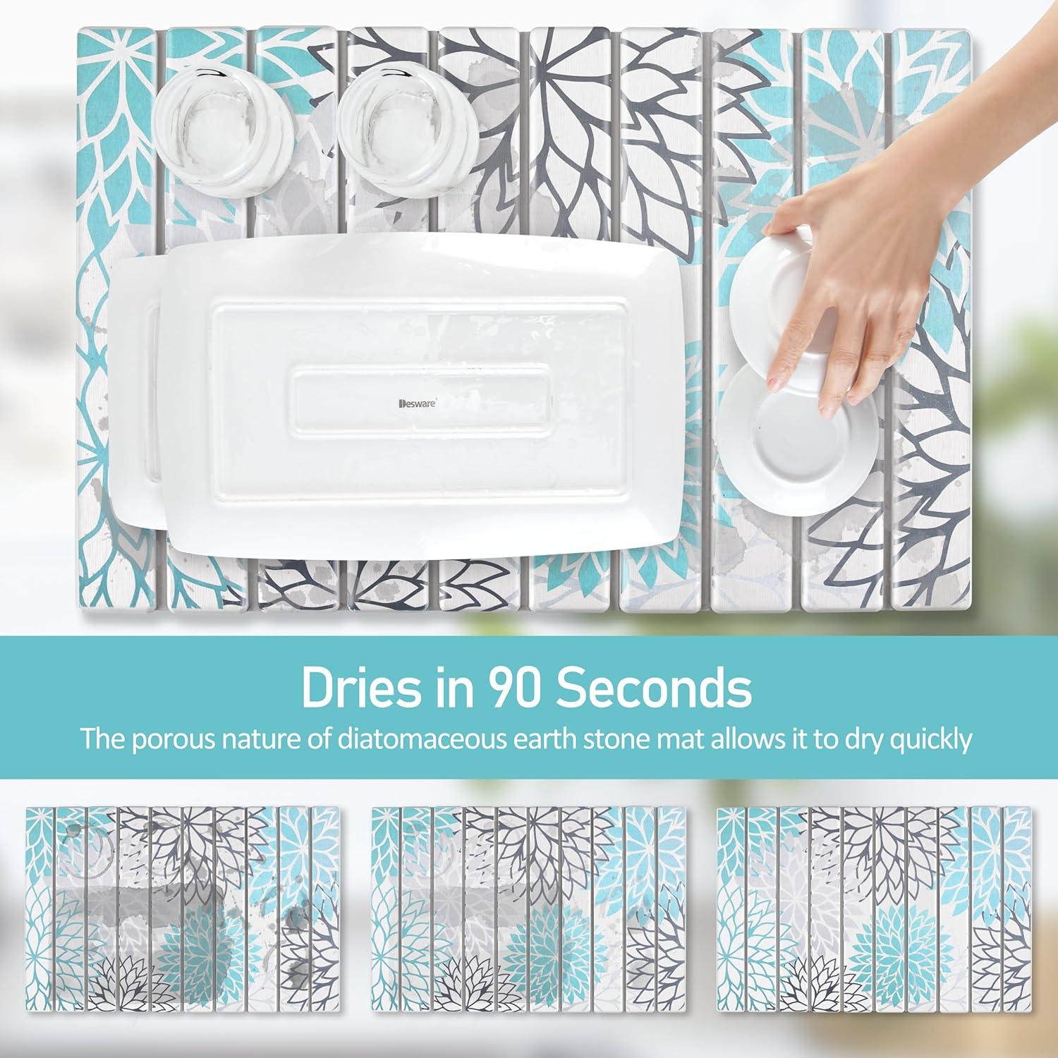 Alfombrilla de Secado de Platos WOODWORD Grande Plegable 61x40.6cm