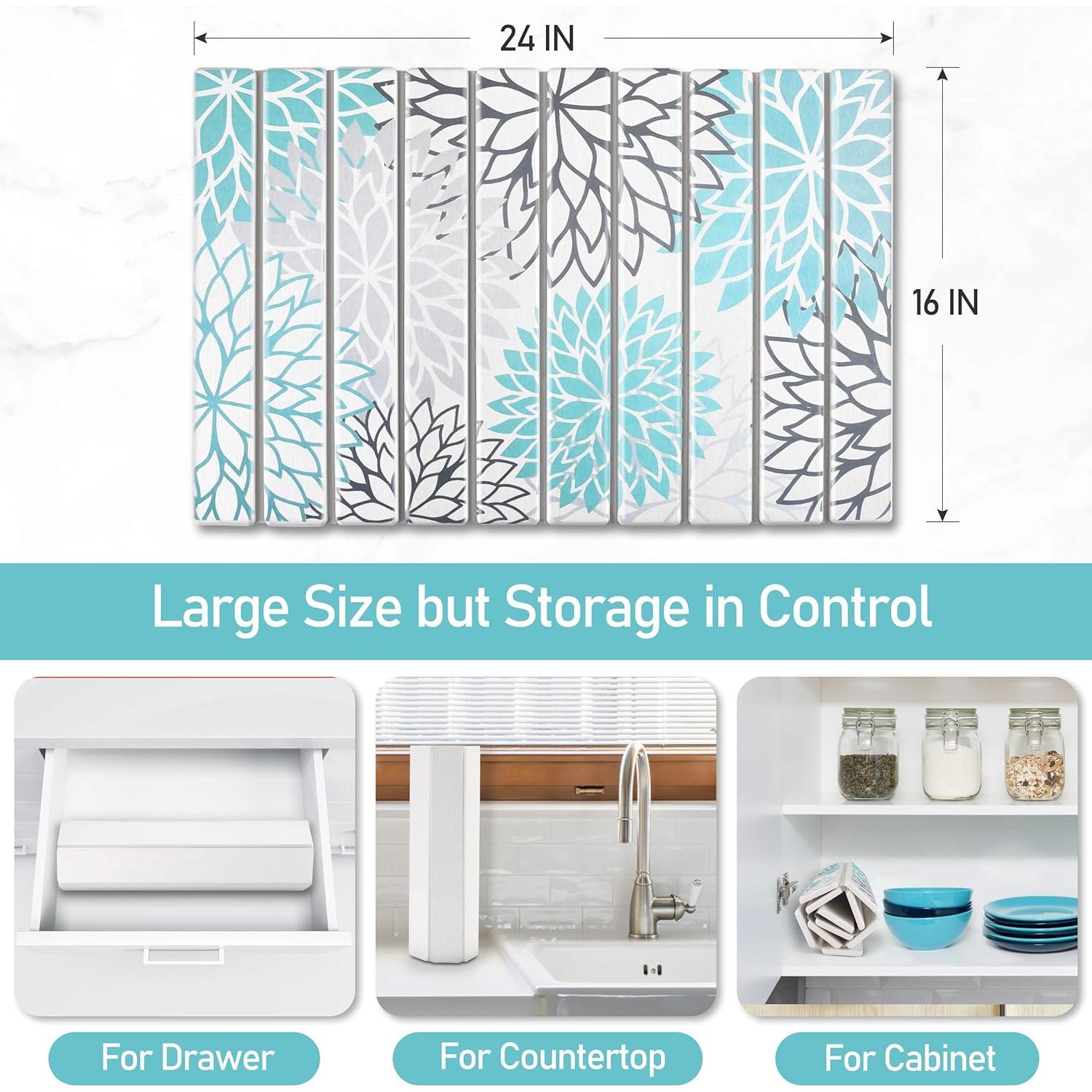 Alfombrilla de Secado de Platos WOODWORD Grande Plegable 61x40.6cm