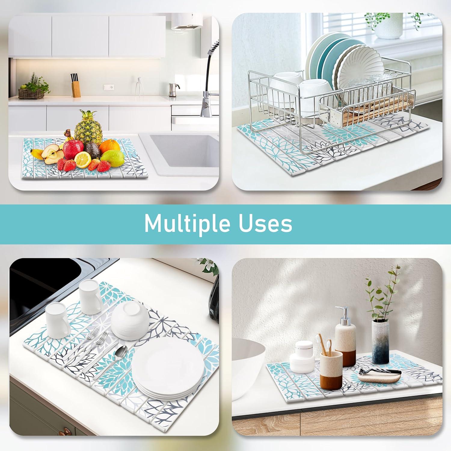 Alfombrilla de Secado de Platos WOODWORD Grande Plegable 61x40.6cm