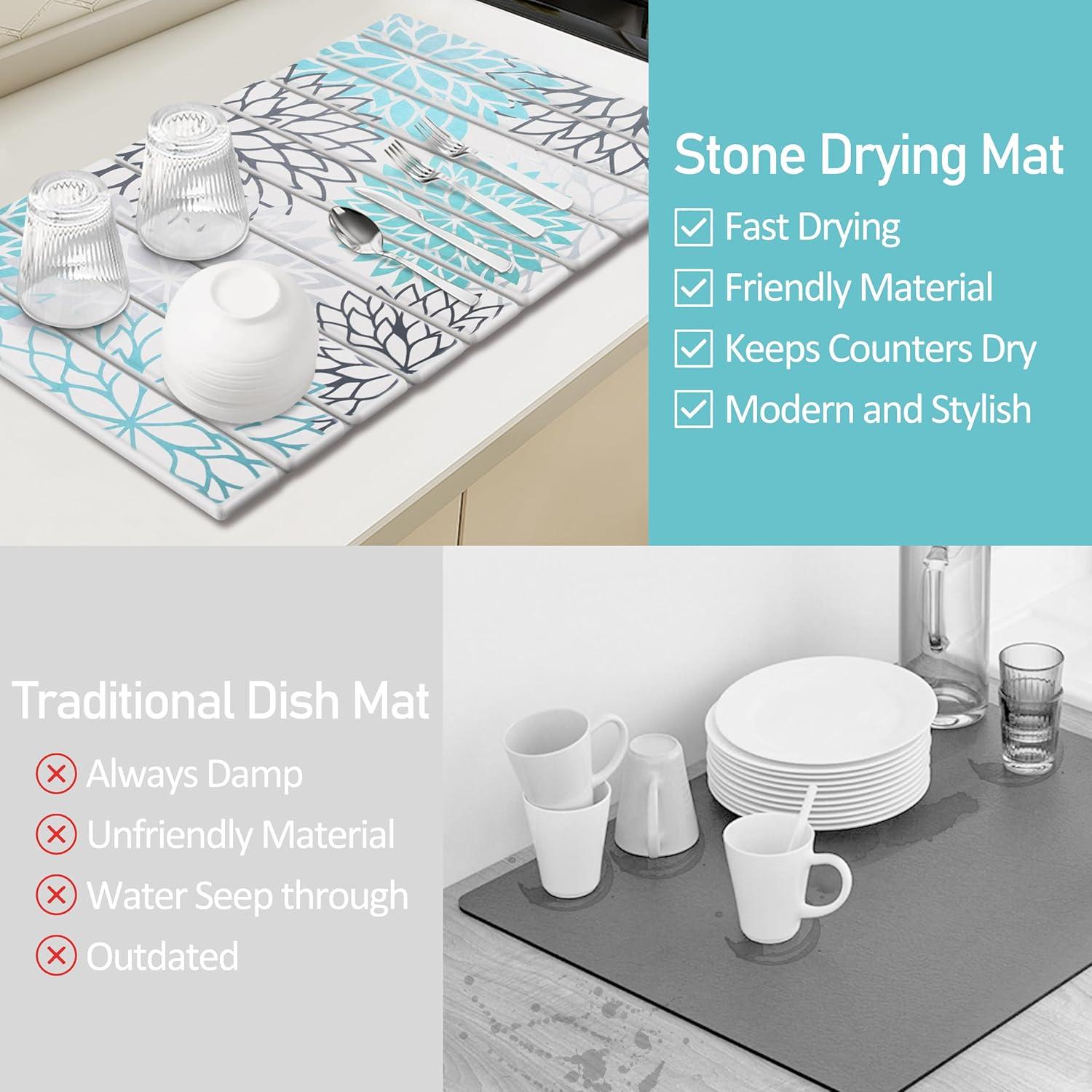 Alfombrilla de Secado de Platos WOODWORD Grande Plegable 61x40.6cm