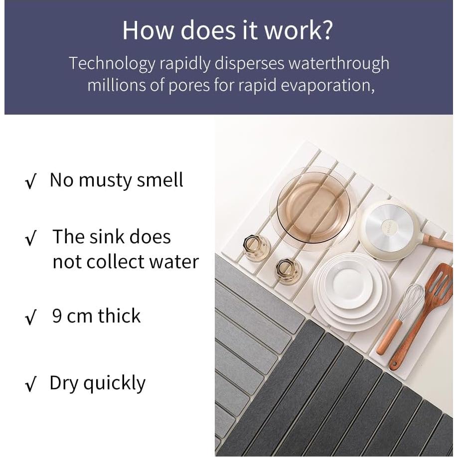 Alfombrilla de Secado de Piedra Sourcefge 61x40 cm Absorbente