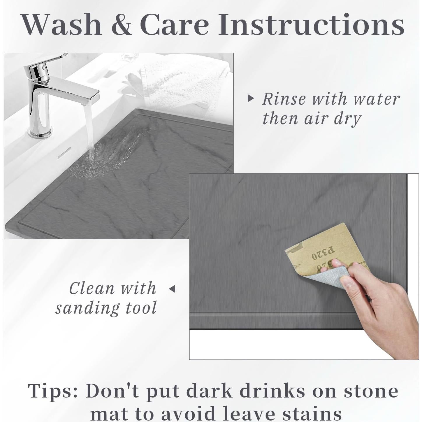 Alfombrilla de Secado de Platos PoYang 50.8x40.6cm Diatomácea