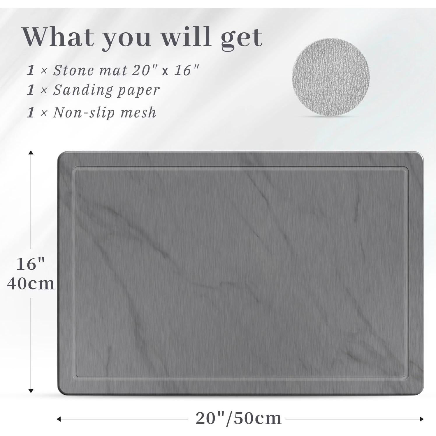 Alfombrilla de Secado de Platos PoYang 50.8x40.6cm Diatomácea