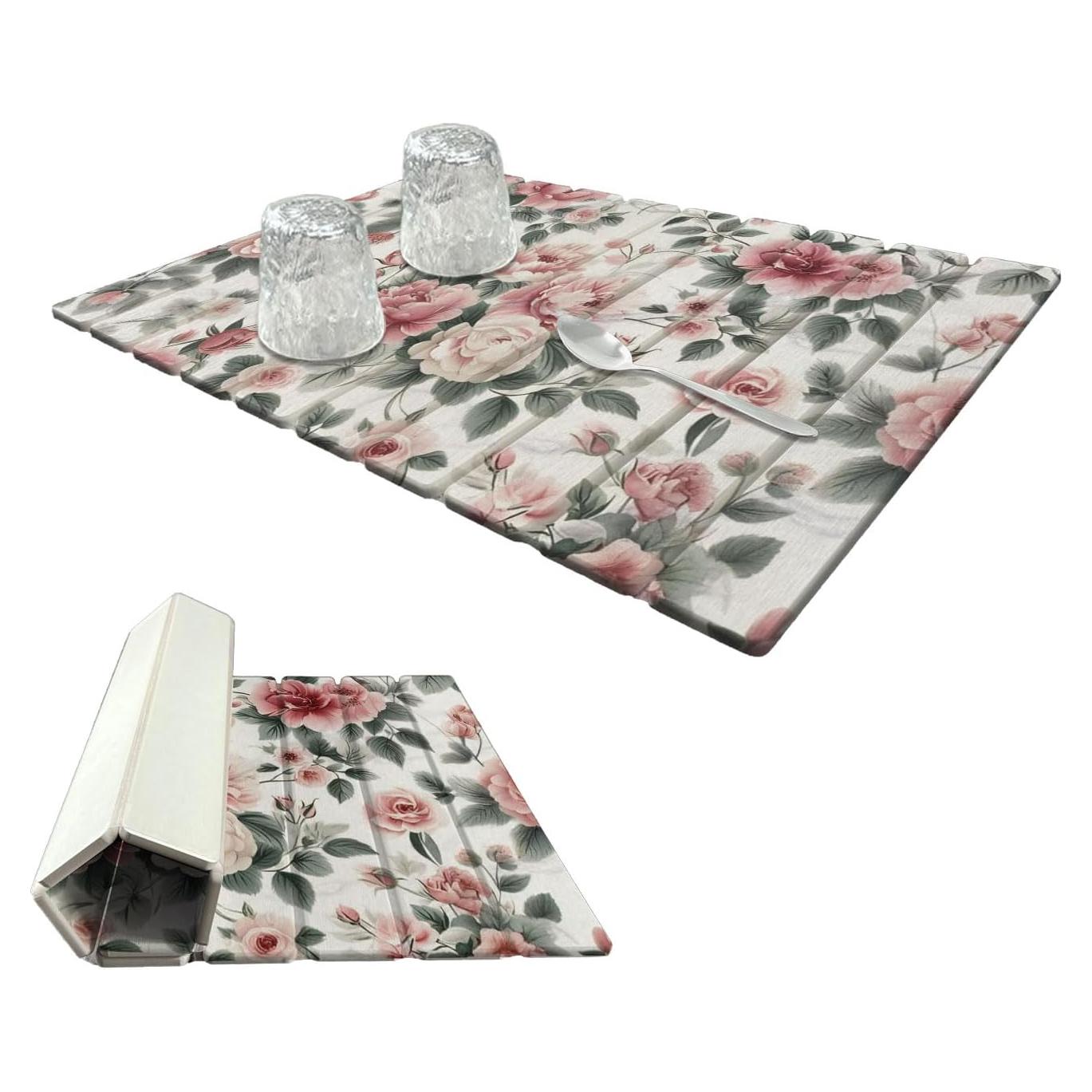 Alfombrilla de Secado Diatomácea Forever Song 30x40cm Rosa Floral