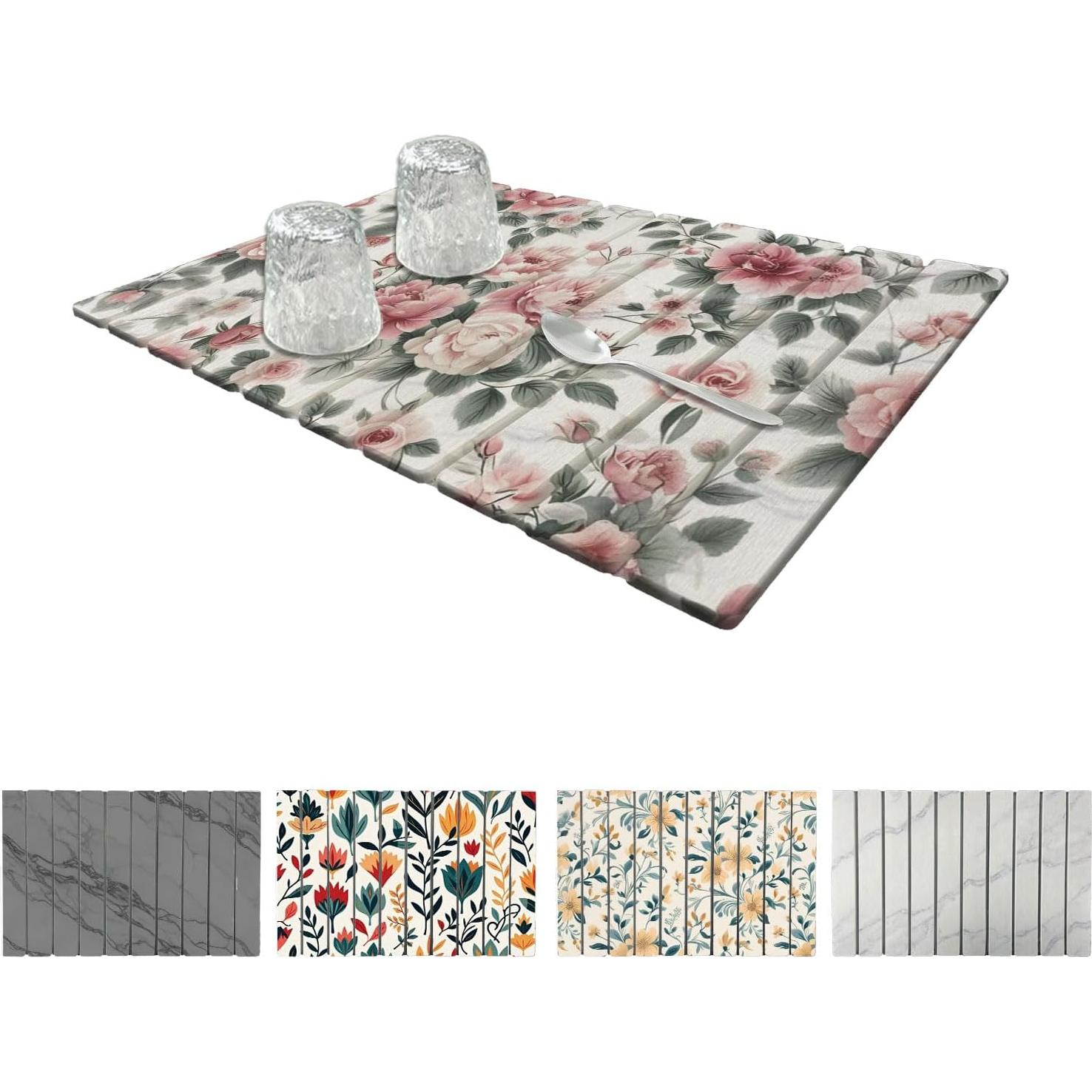 Alfombrilla de Secado Diatomácea Forever Song 30x40cm Rosa Floral