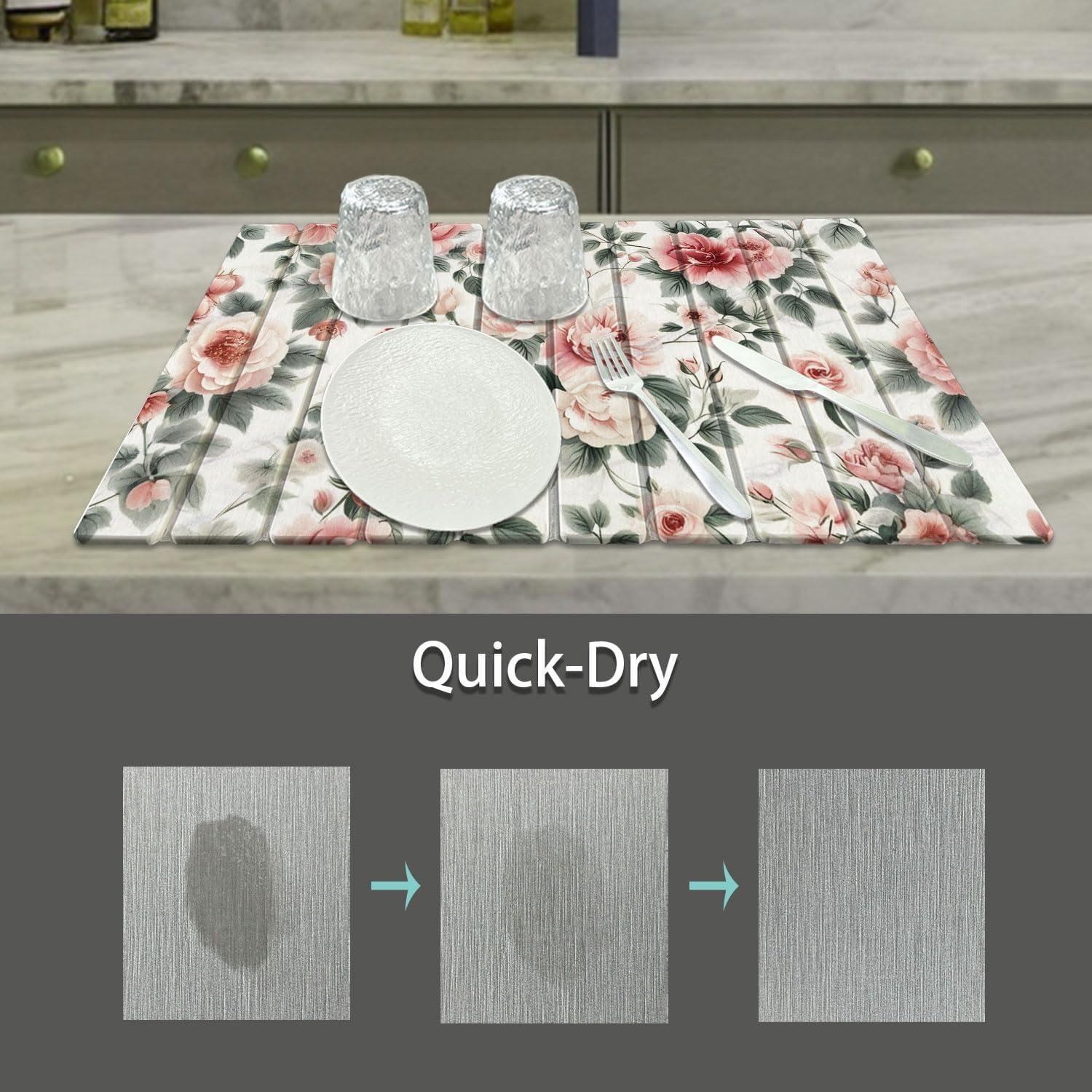 Alfombrilla de Secado Diatomácea Forever Song 30x40cm Rosa Floral