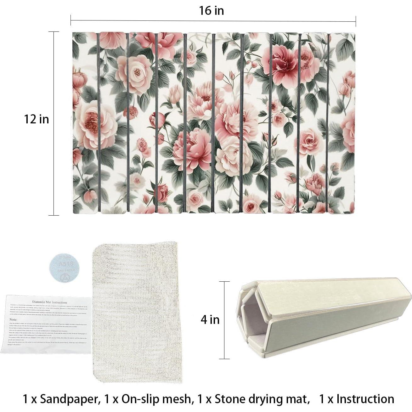 Alfombrilla de Secado Diatomácea Forever Song 30x40cm Rosa Floral