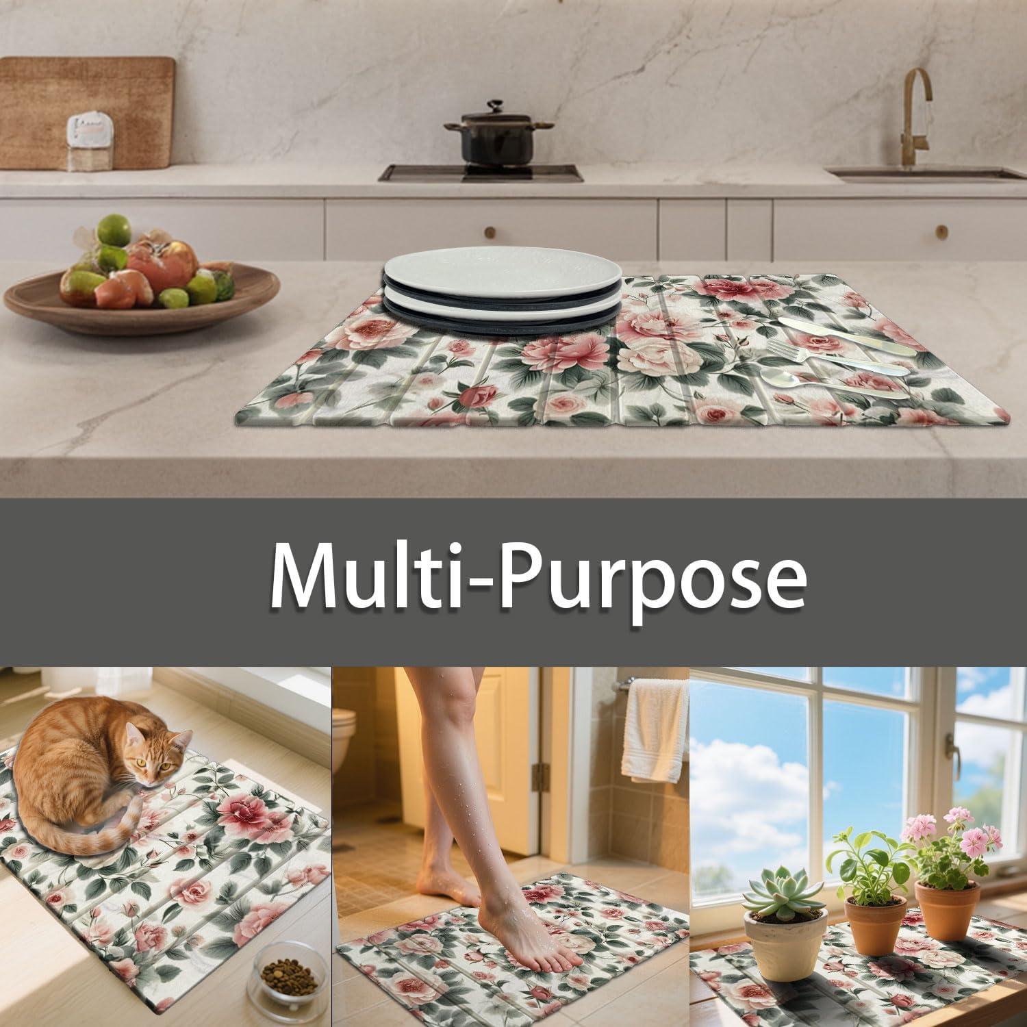 Alfombrilla de Secado Diatomácea Forever Song 30x40cm Rosa Floral