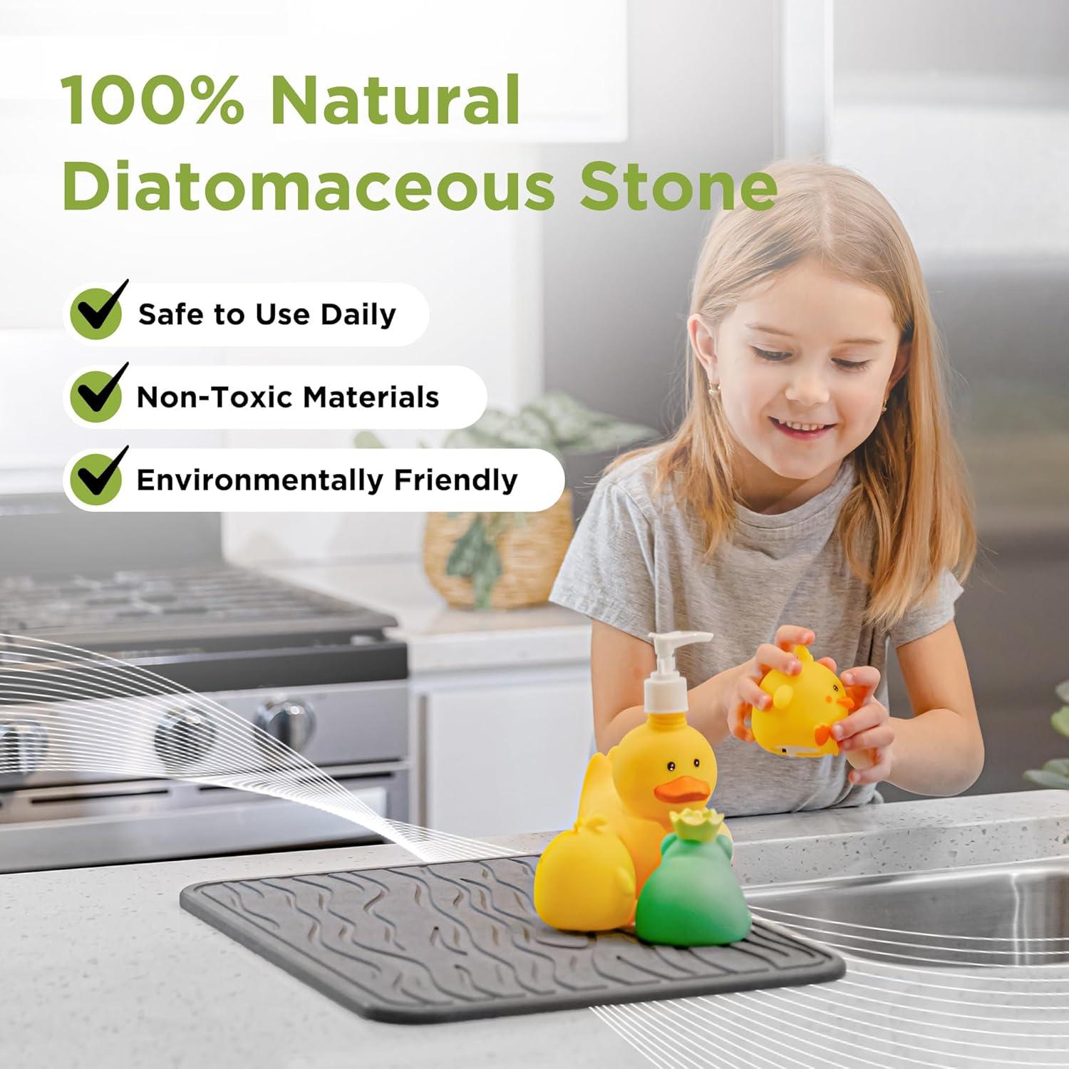 Alfombrilla de Secado de Platos Diatomácea Gris 40x30 cm