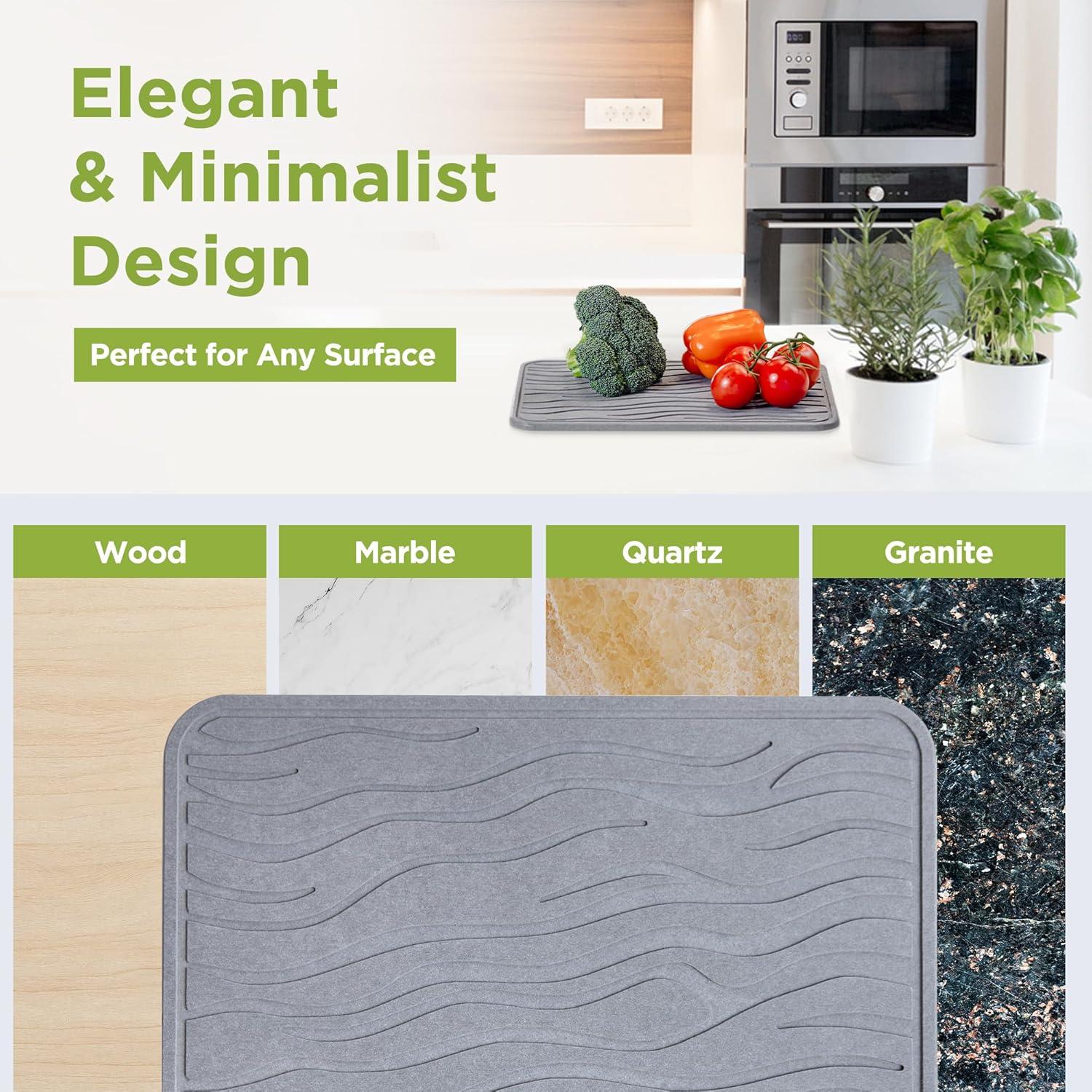 Alfombrilla de Secado de Platos Diatomácea Gris 40x30 cm