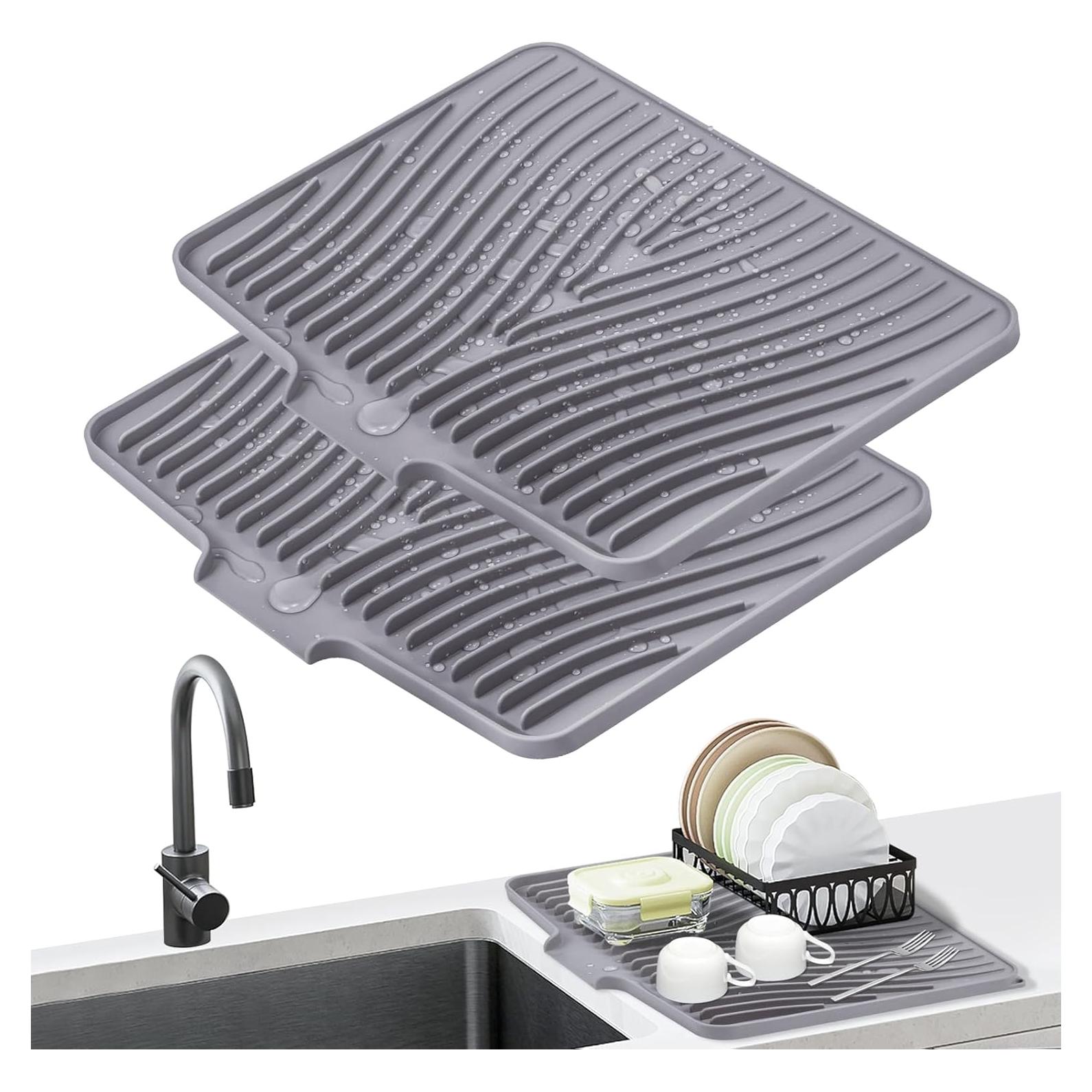 Alfombrilla de Secado de Silicona TIKNIK 2 Pcs 40.1x33 cm Gris