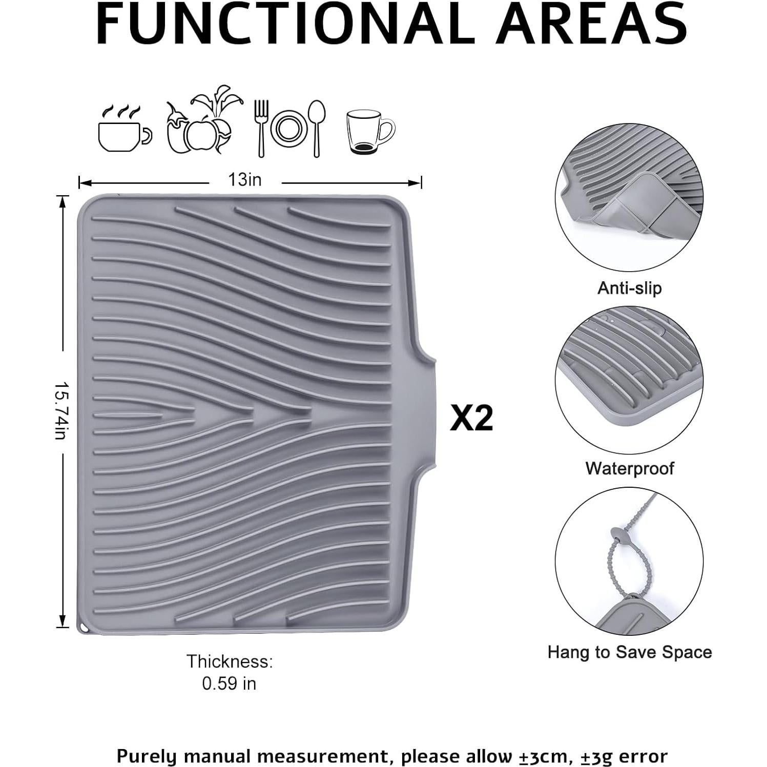 Alfombrilla de Secado de Silicona TIKNIK 2 Pcs 40.1x33 cm Gris