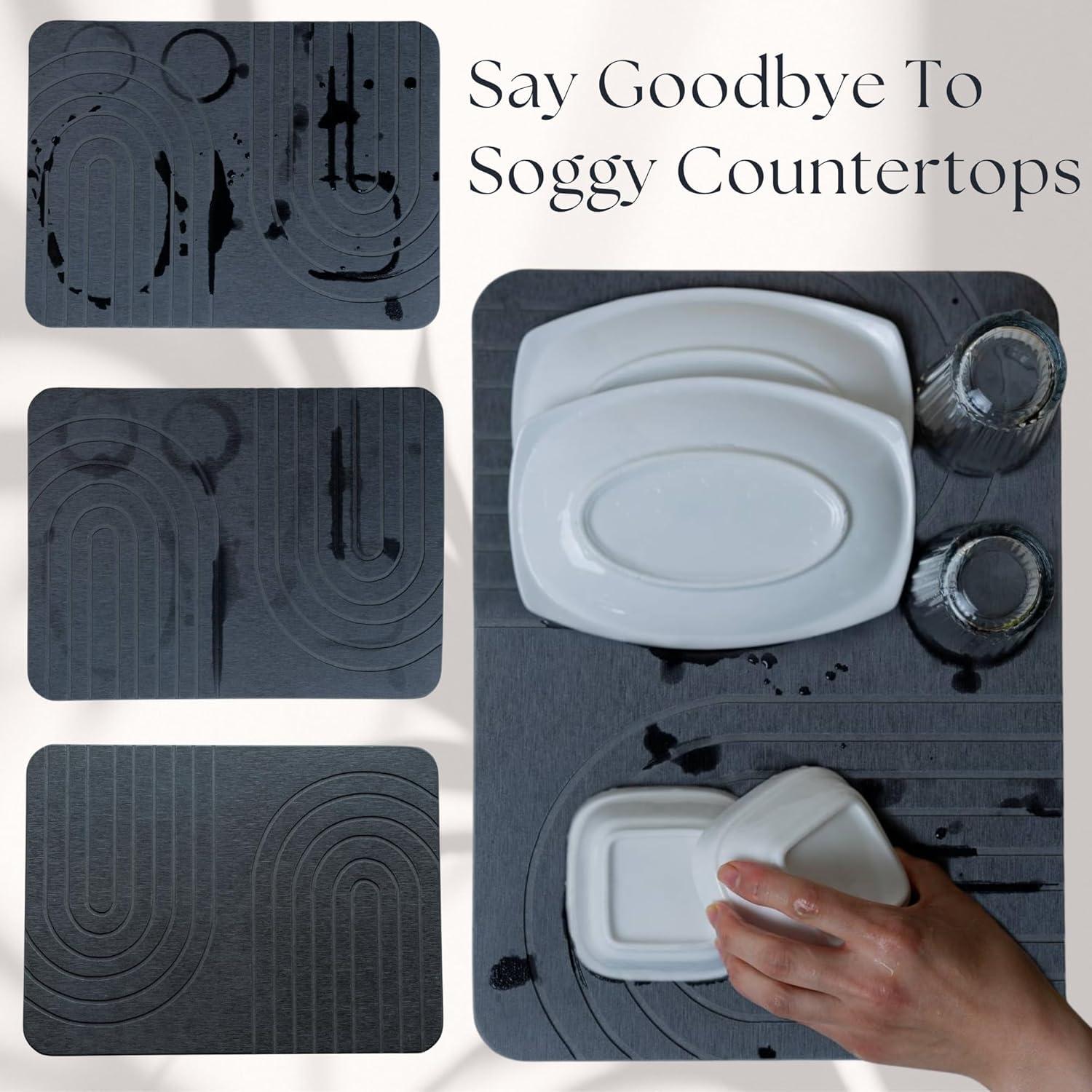 Alfombrilla de Secado de Platos LIFSEZY de Piedra Diatomácea 40x30cm