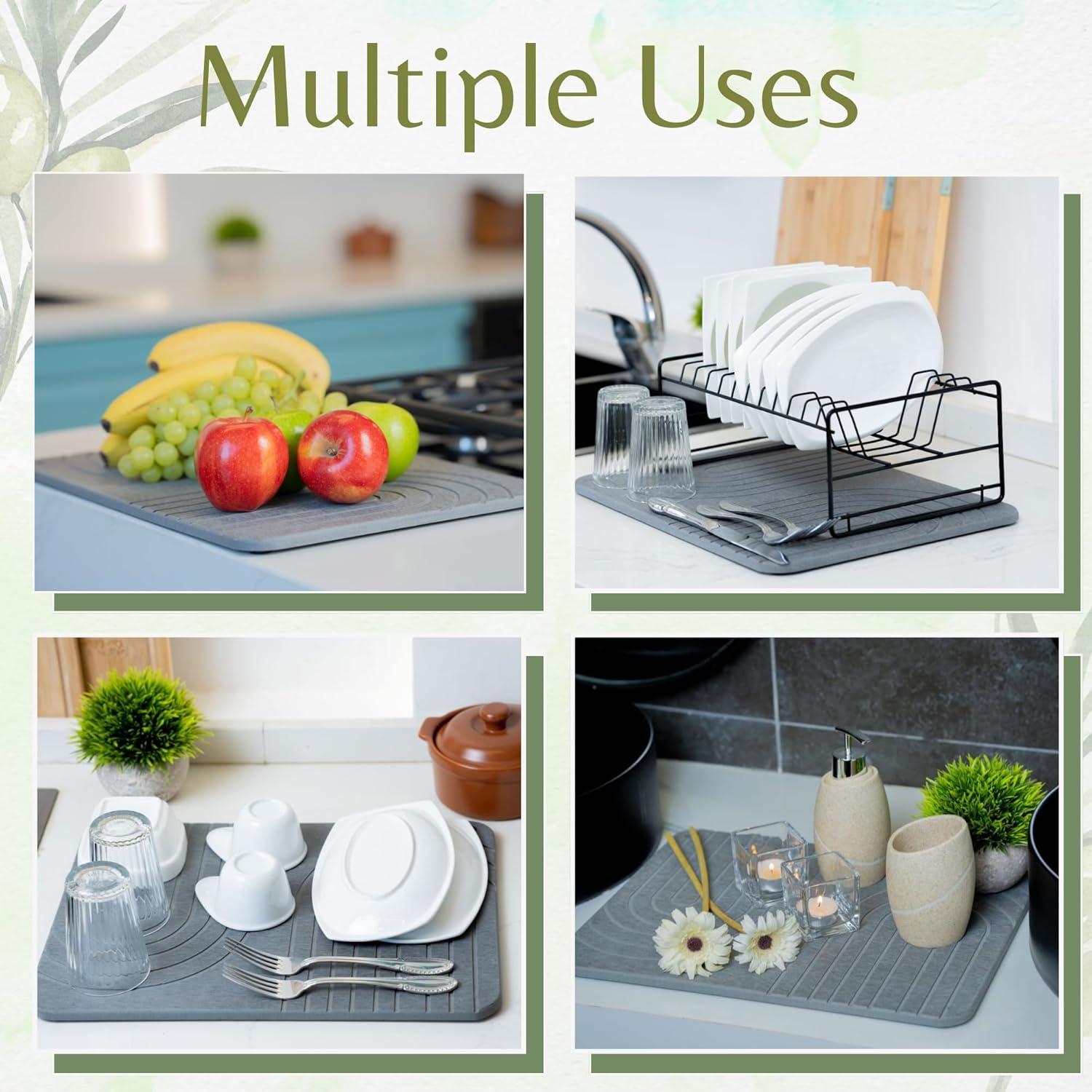 Alfombrilla de Secado de Platos LIFSEZY de Piedra Diatomácea 40x30cm