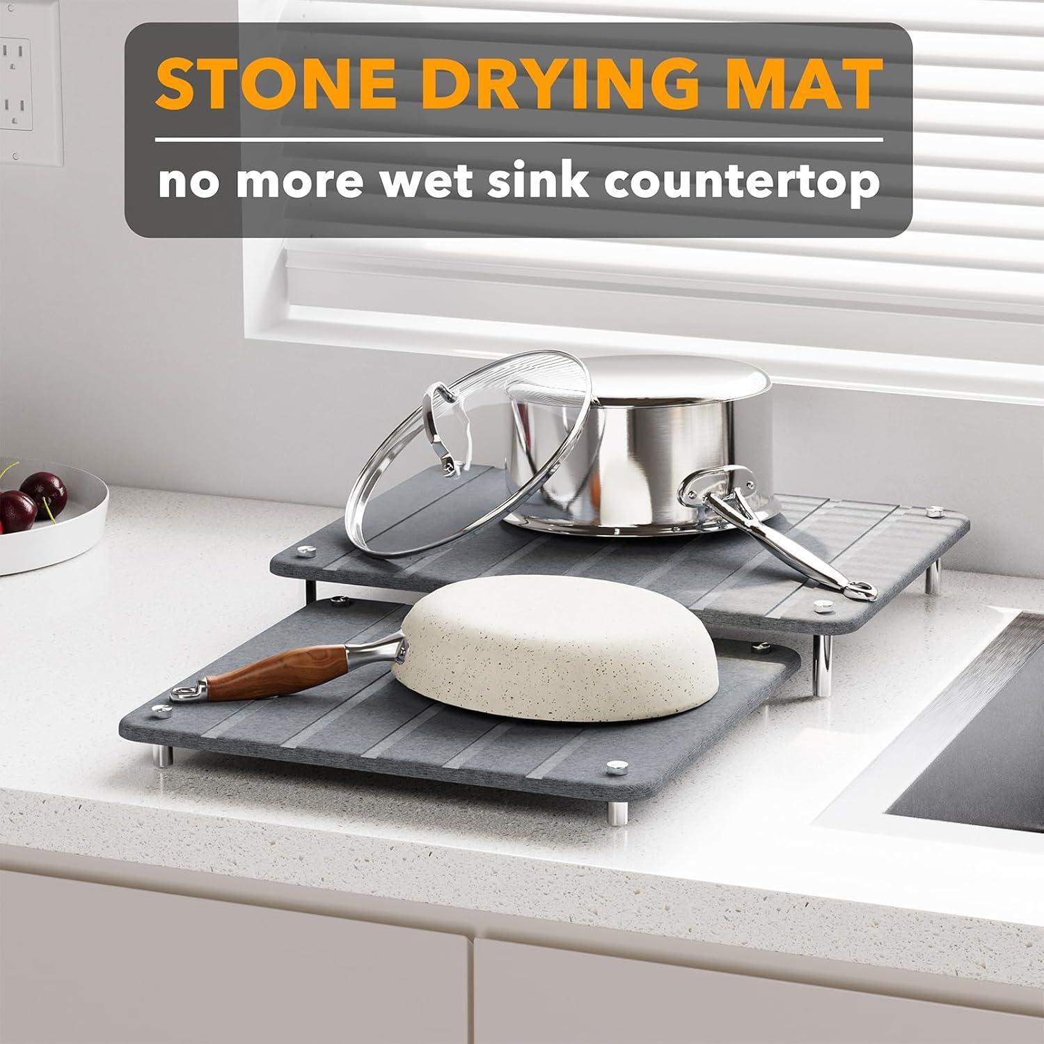 Alfombrillas de Secado de Platos SpaceAid 2 Piezas Diatomita Gris