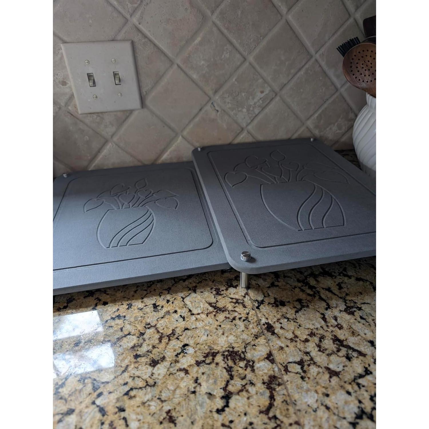 Tapete de Secado de Platos Feiyichi 2 Piezas Diatomita Gris