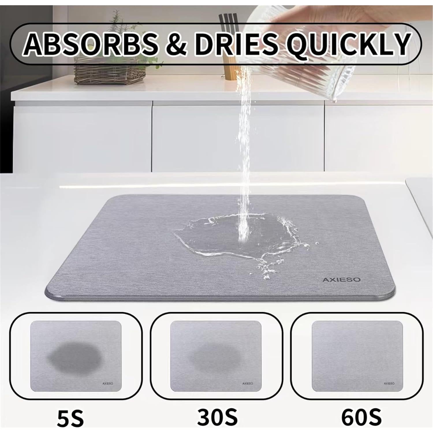 Alfombrilla de Secado de Platos de Piedra Diatomácea 45.7x35.6cm