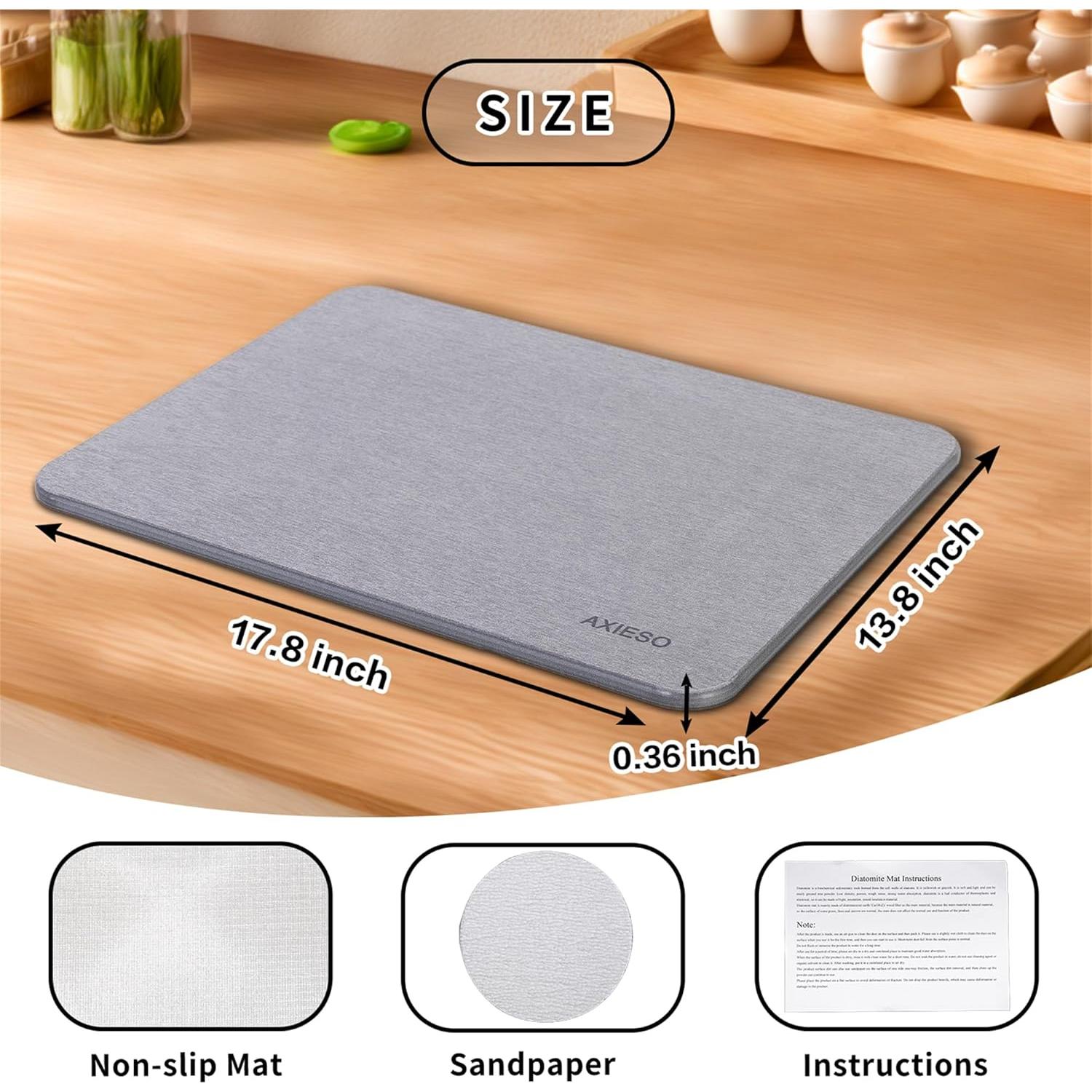 Alfombrilla de Secado de Platos de Piedra Diatomácea 45.7x35.6cm