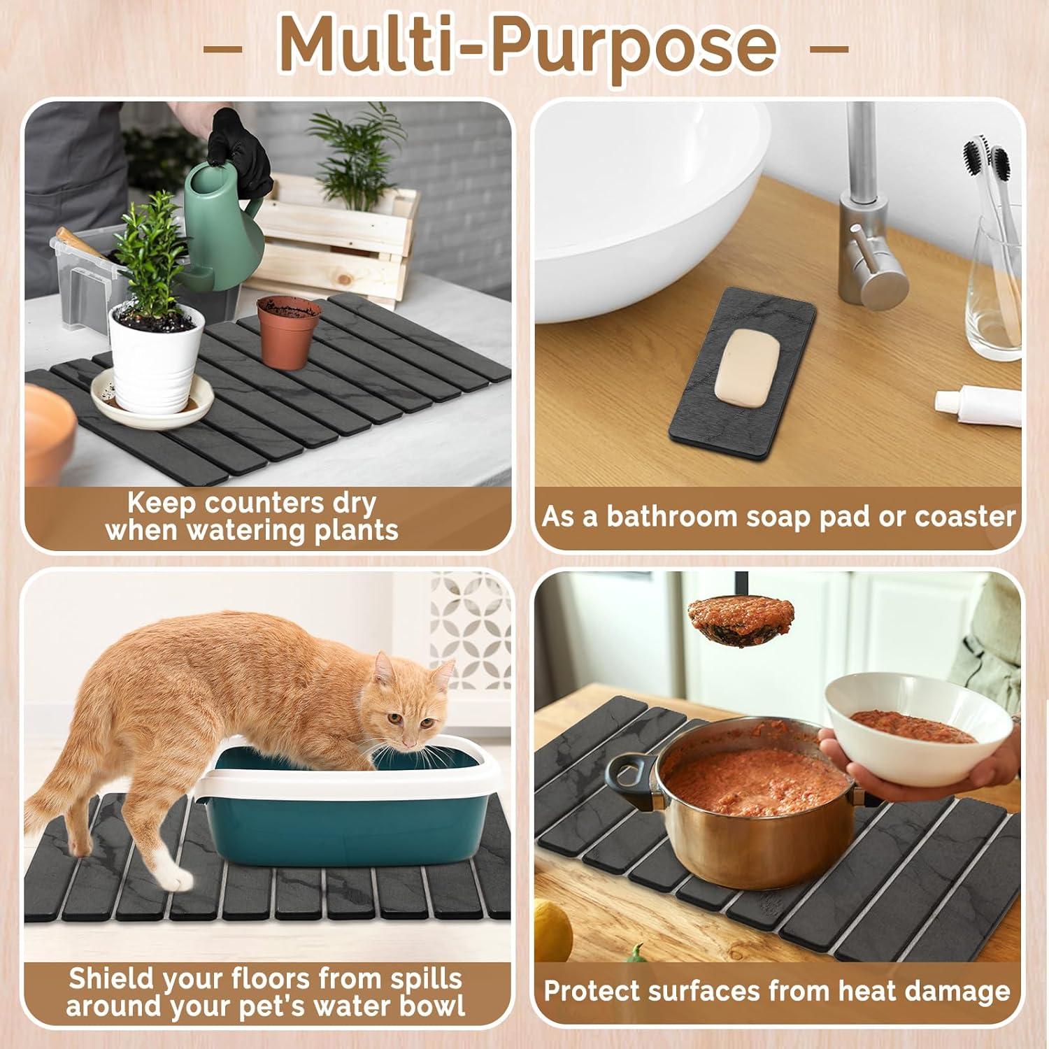 Alfombrilla de Secado de Piedra Linidcoud 61x41 cm y 20x10 cm