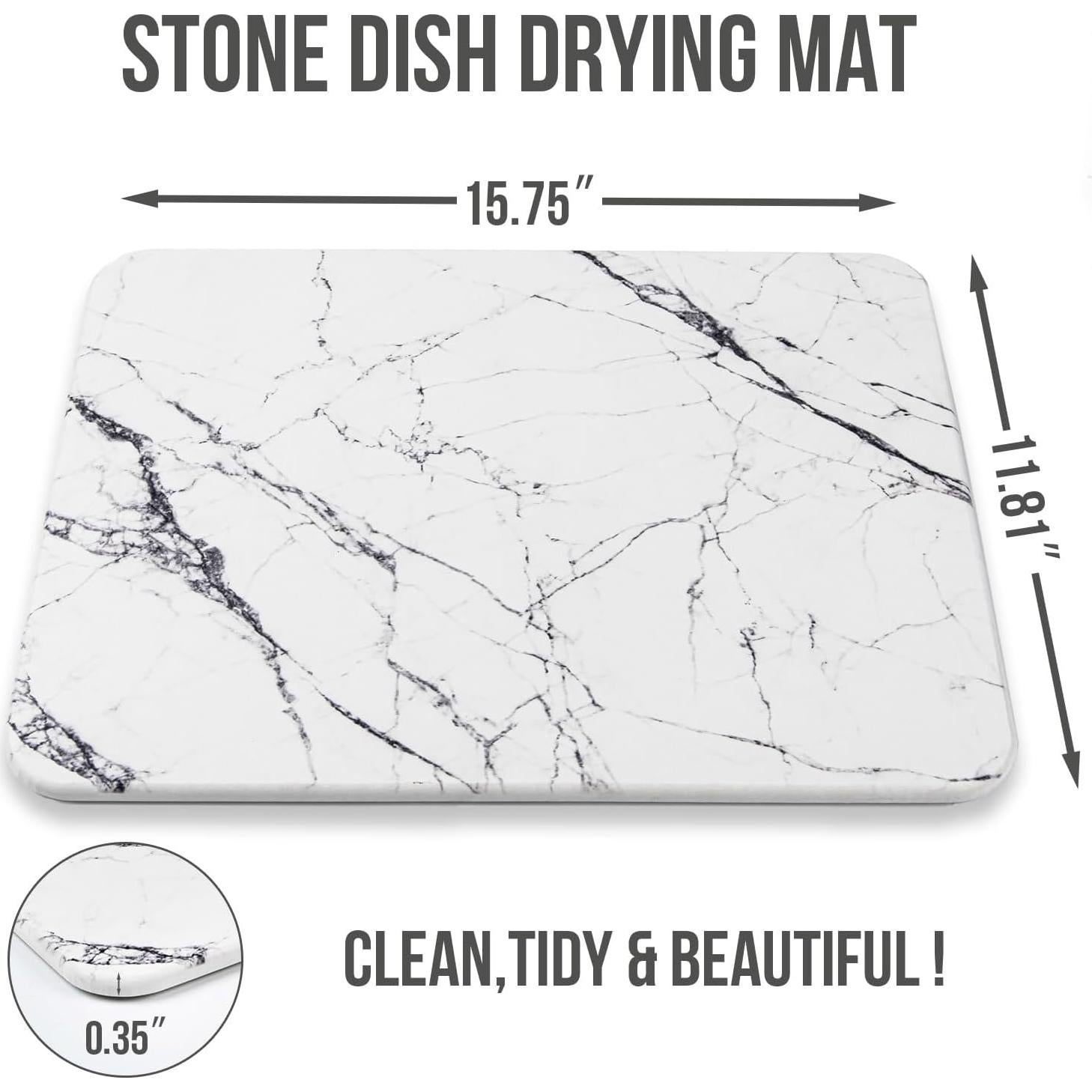 Alfombrilla de Secado de Platos KARRAHOME Mármol Blanco 40x30cm