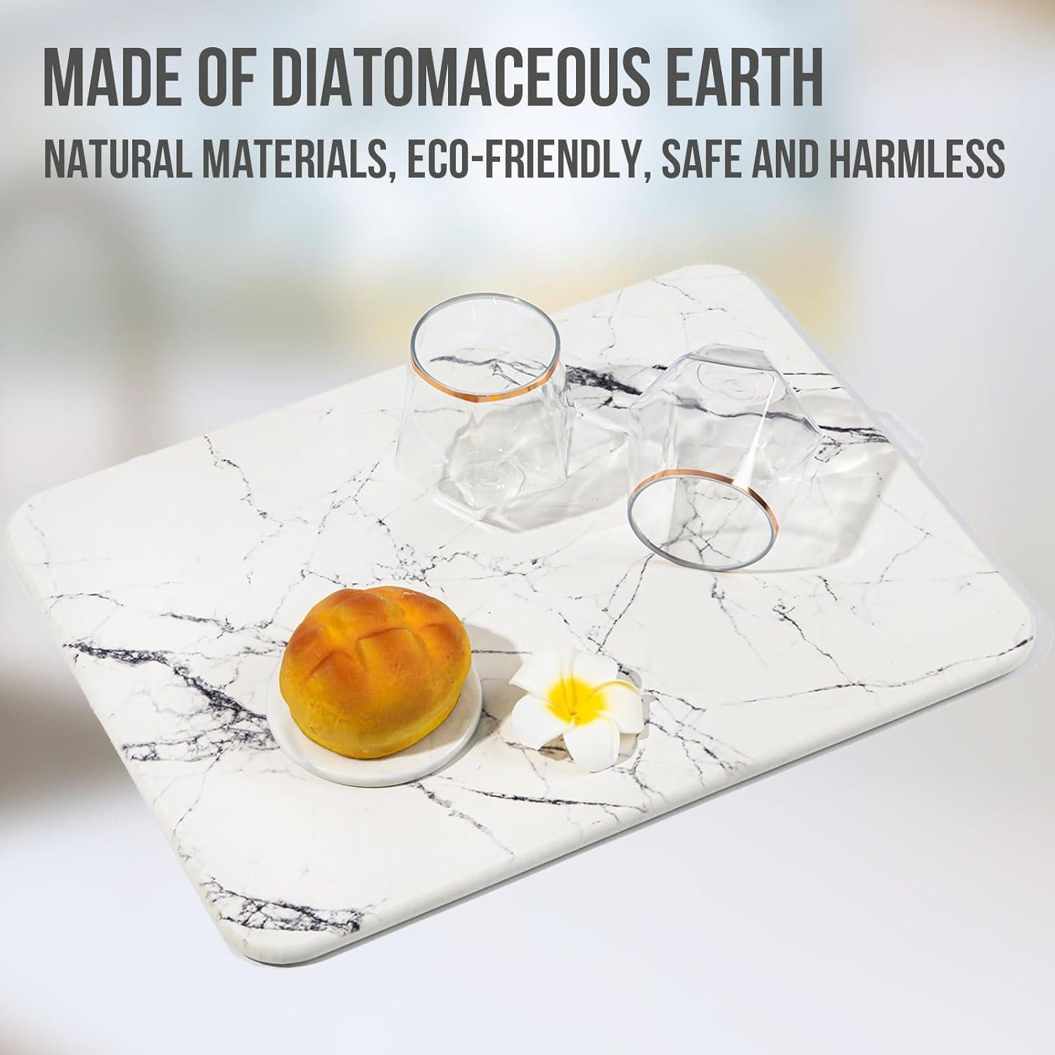 Alfombrilla de Secado de Platos KARRAHOME Mármol Blanco 40x30cm