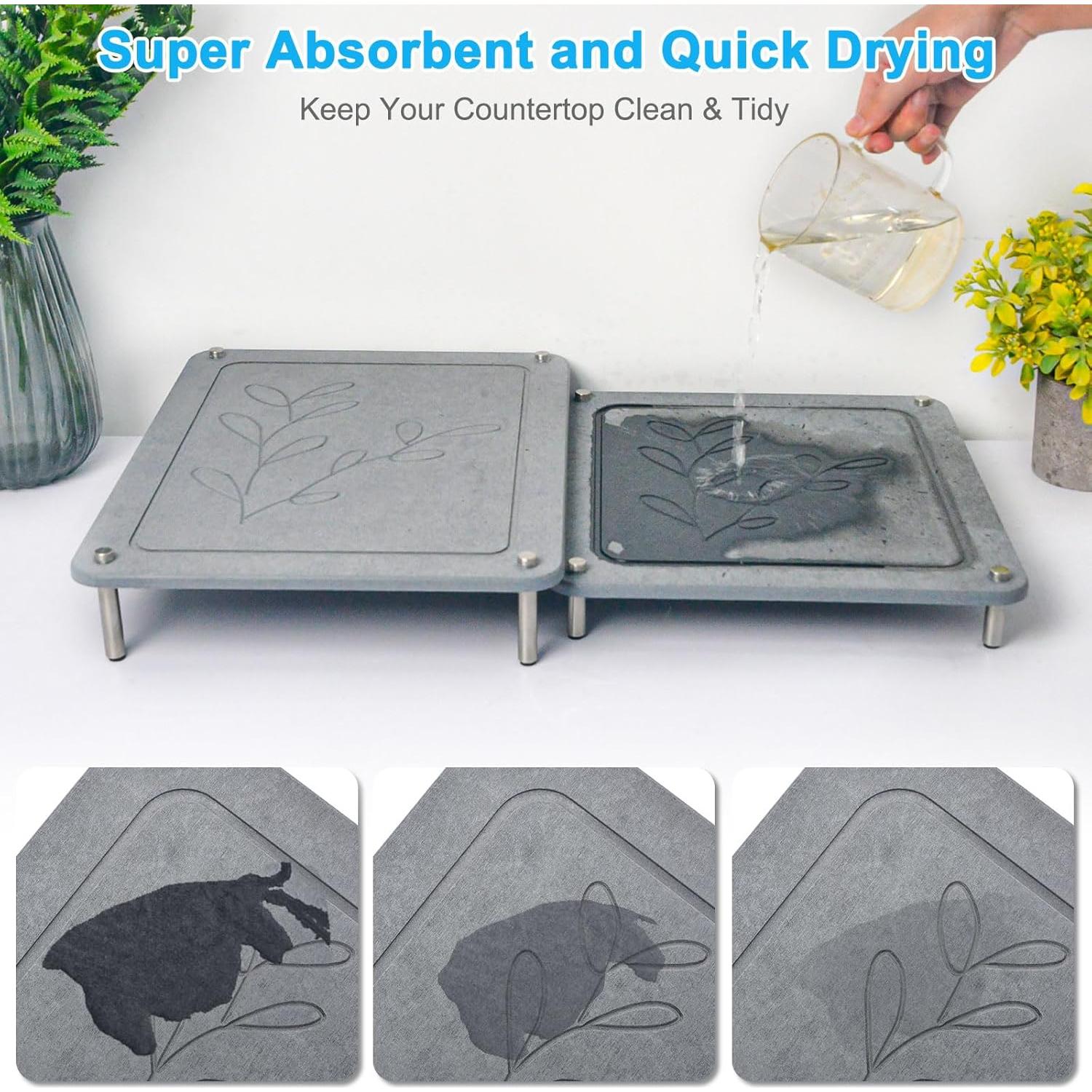 Juego de 3 Alfombrillas de Secado de Piedra Wishfly - Antideslizantes