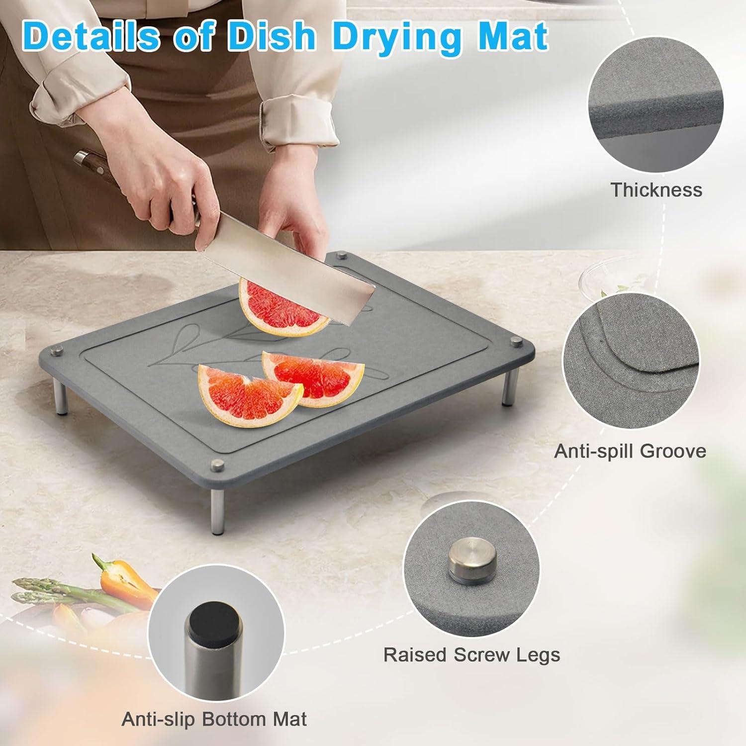 Juego de 3 Alfombrillas de Secado de Piedra Wishfly - Antideslizantes