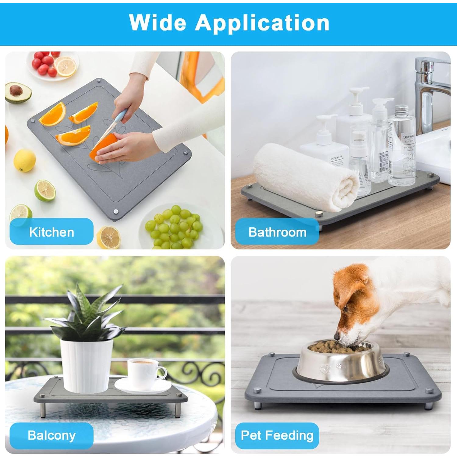 Juego de 3 Alfombrillas de Secado de Piedra Wishfly - Antideslizantes