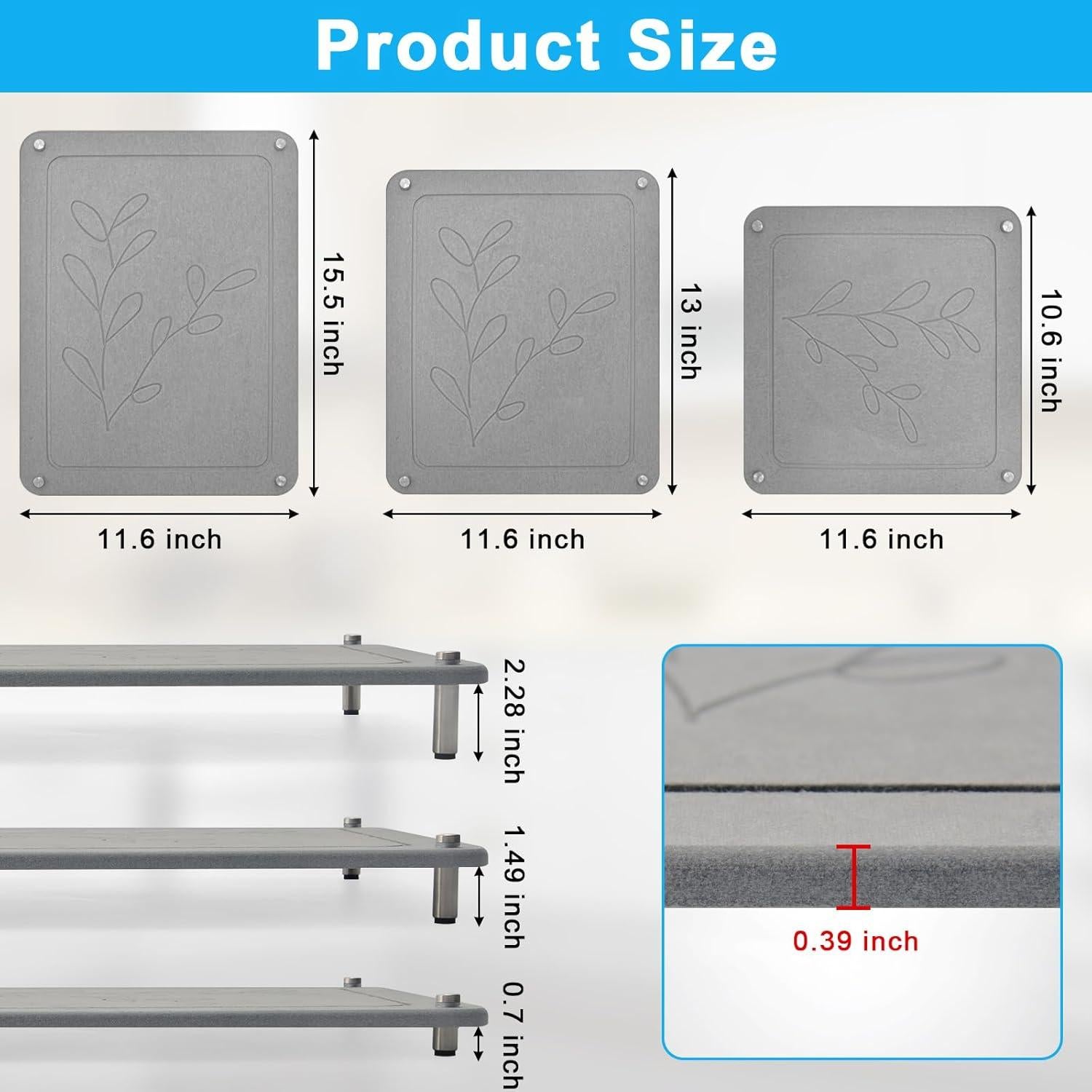 Juego de 3 Alfombrillas de Secado de Piedra Wishfly - Antideslizantes