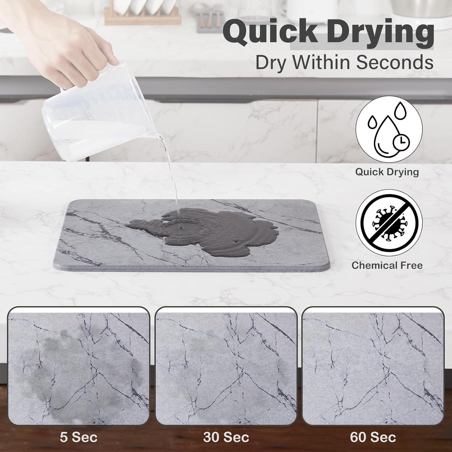 Alfombrilla de Secado de Piedra Diatomácea EGHOMZ 40.6x30.5 cm Gris