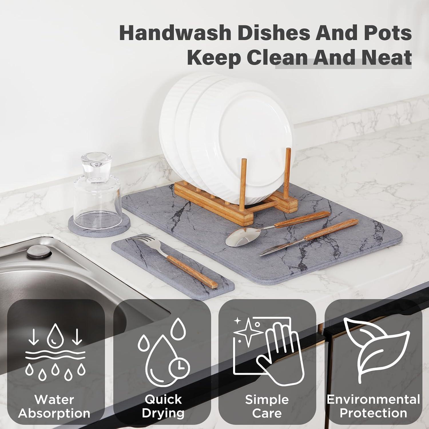 Alfombrilla de Secado de Piedra Diatomácea EGHOMZ 40.6x30.5 cm Gris