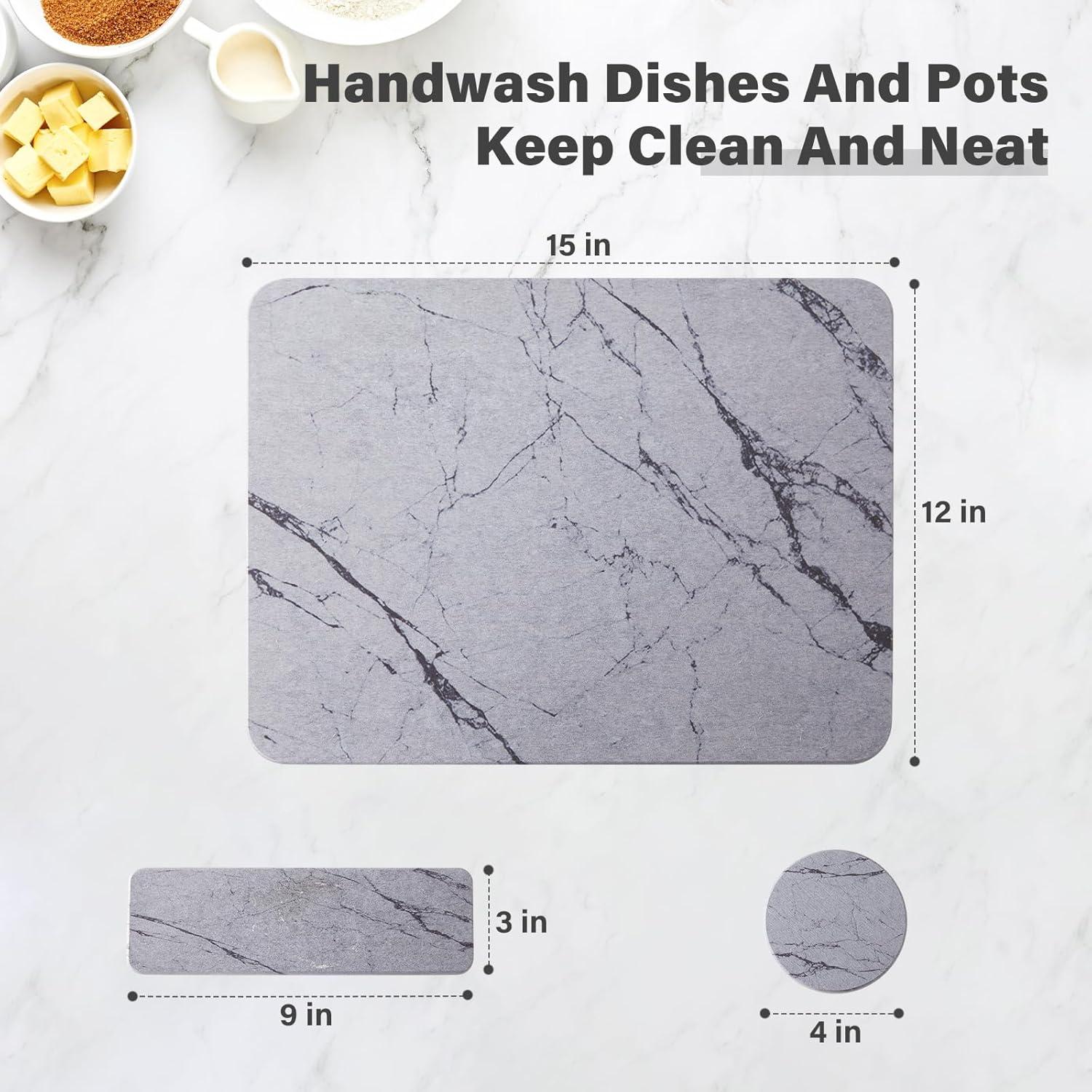 Alfombrilla de Secado de Piedra Diatomácea EGHOMZ 40.6x30.5 cm Gris