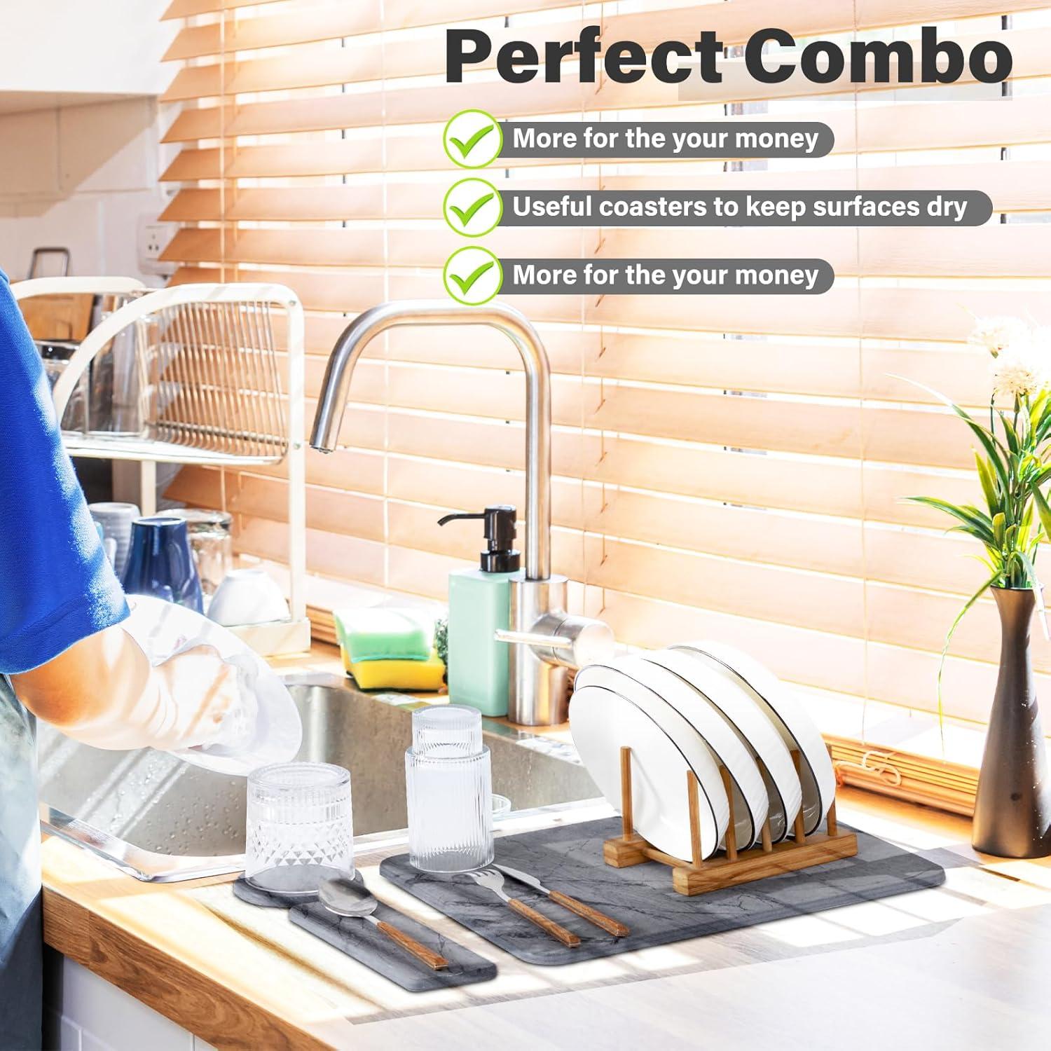 Alfombrilla de Secado de Piedra Diatomácea EGHOMZ 40.6x30.5 cm Gris