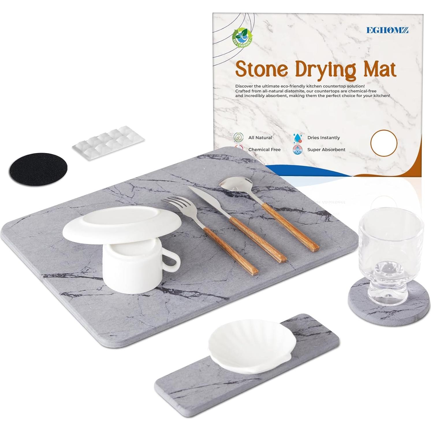 Alfombrilla de Secado de Piedra Diatomácea EGHOMZ 40.6x30.5 cm Gris