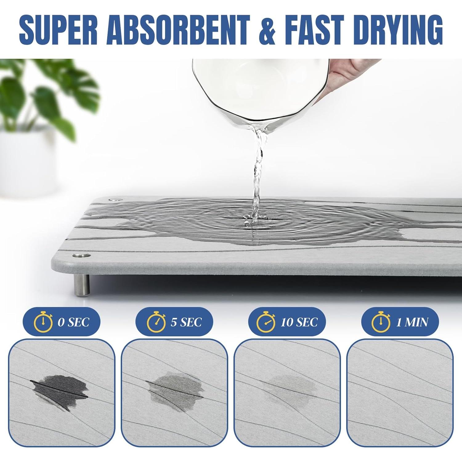 Alfombrilla de Secado de Platos Plentio Diatomeas 40x30 cm Gris Claro