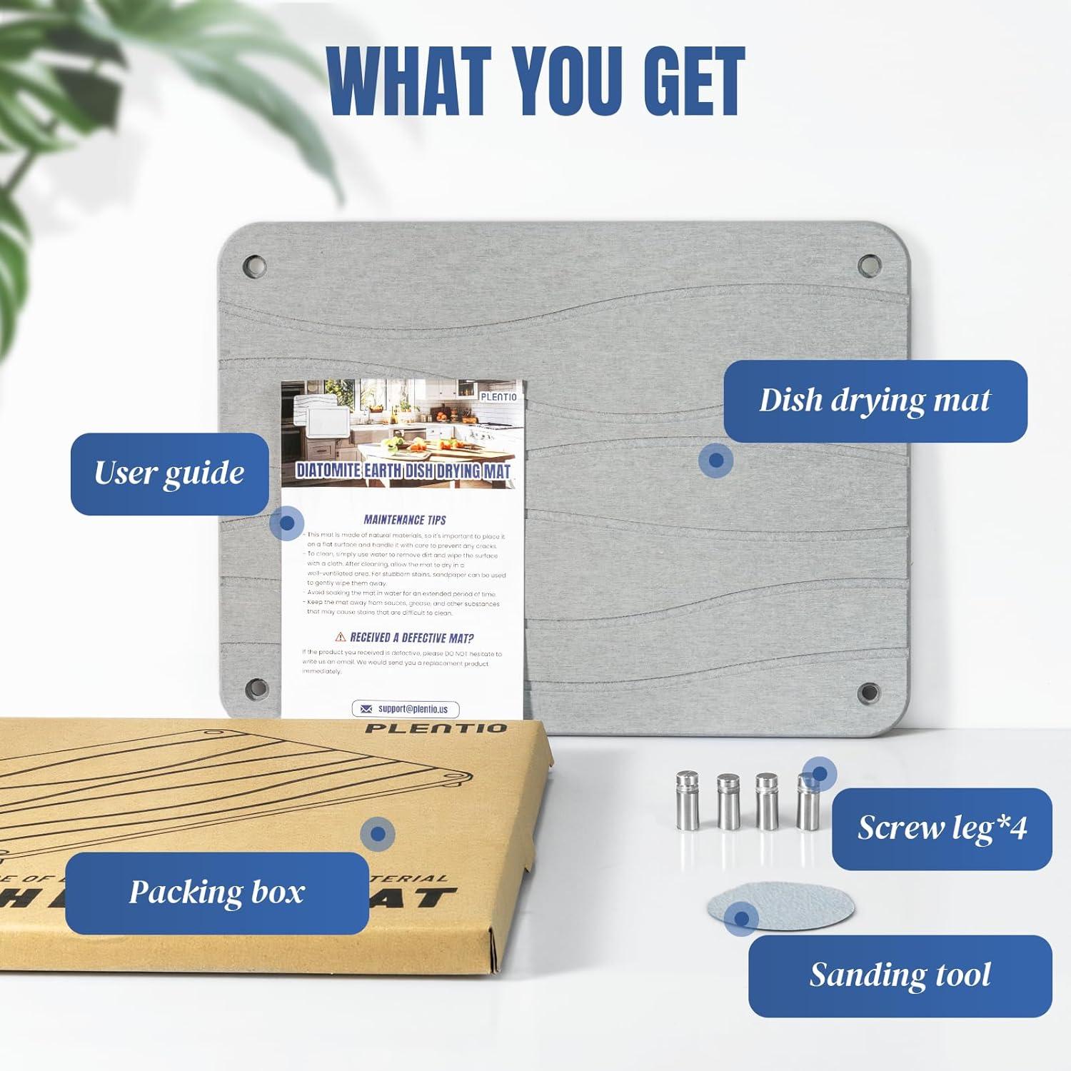 Alfombrilla de Secado de Platos Plentio Diatomeas 40x30 cm Gris Claro