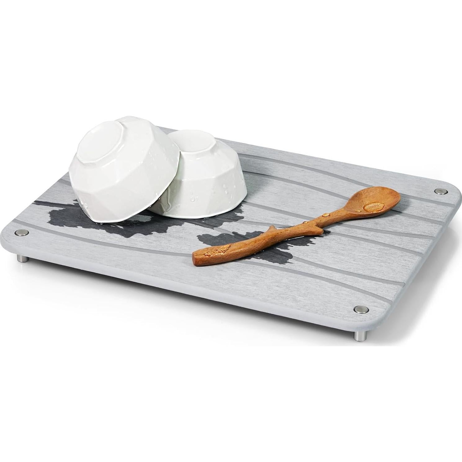 Alfombrilla de Secado de Platos Plentio Diatomeas 40x30 cm Gris Claro