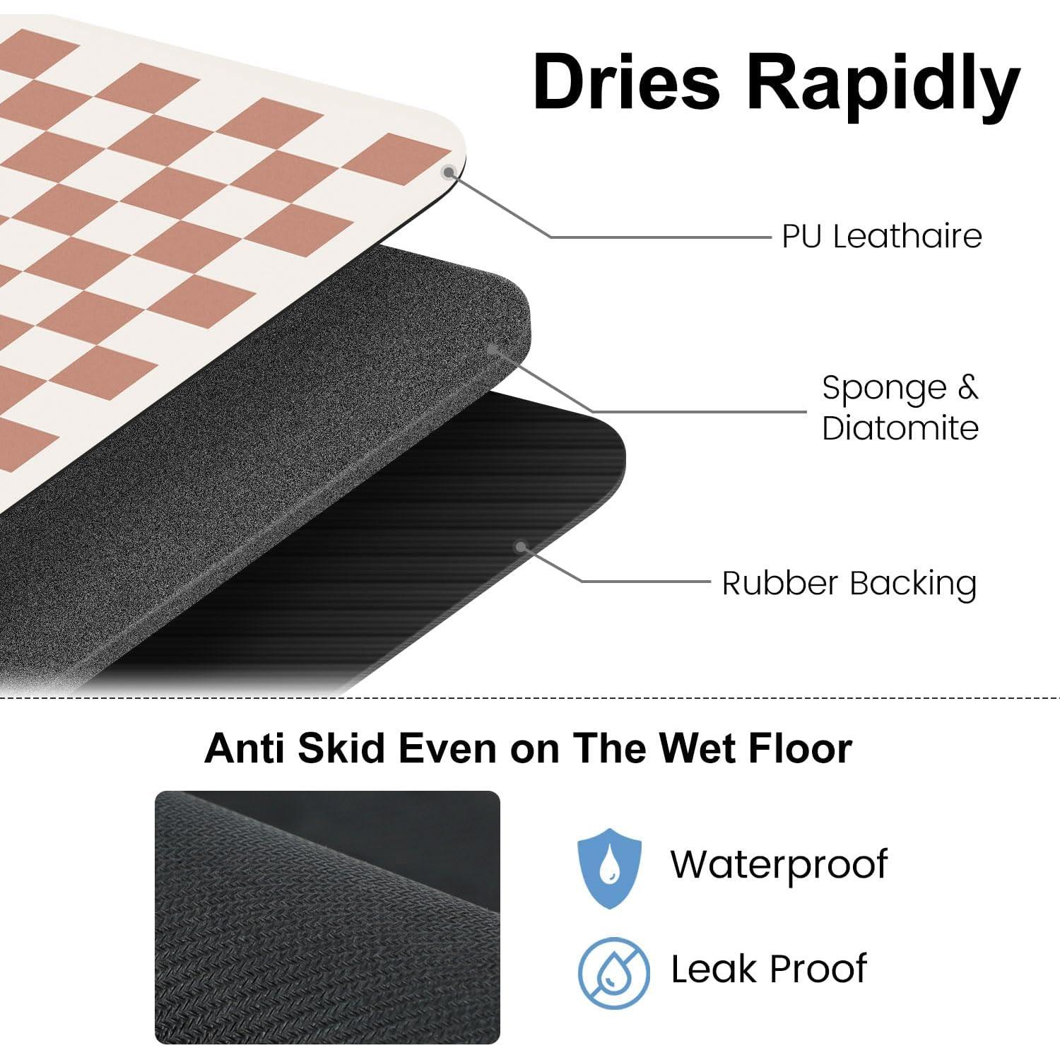 Alfombrilla absorbente de diatomita Clinuse 40x60 cm Beige Cuadros